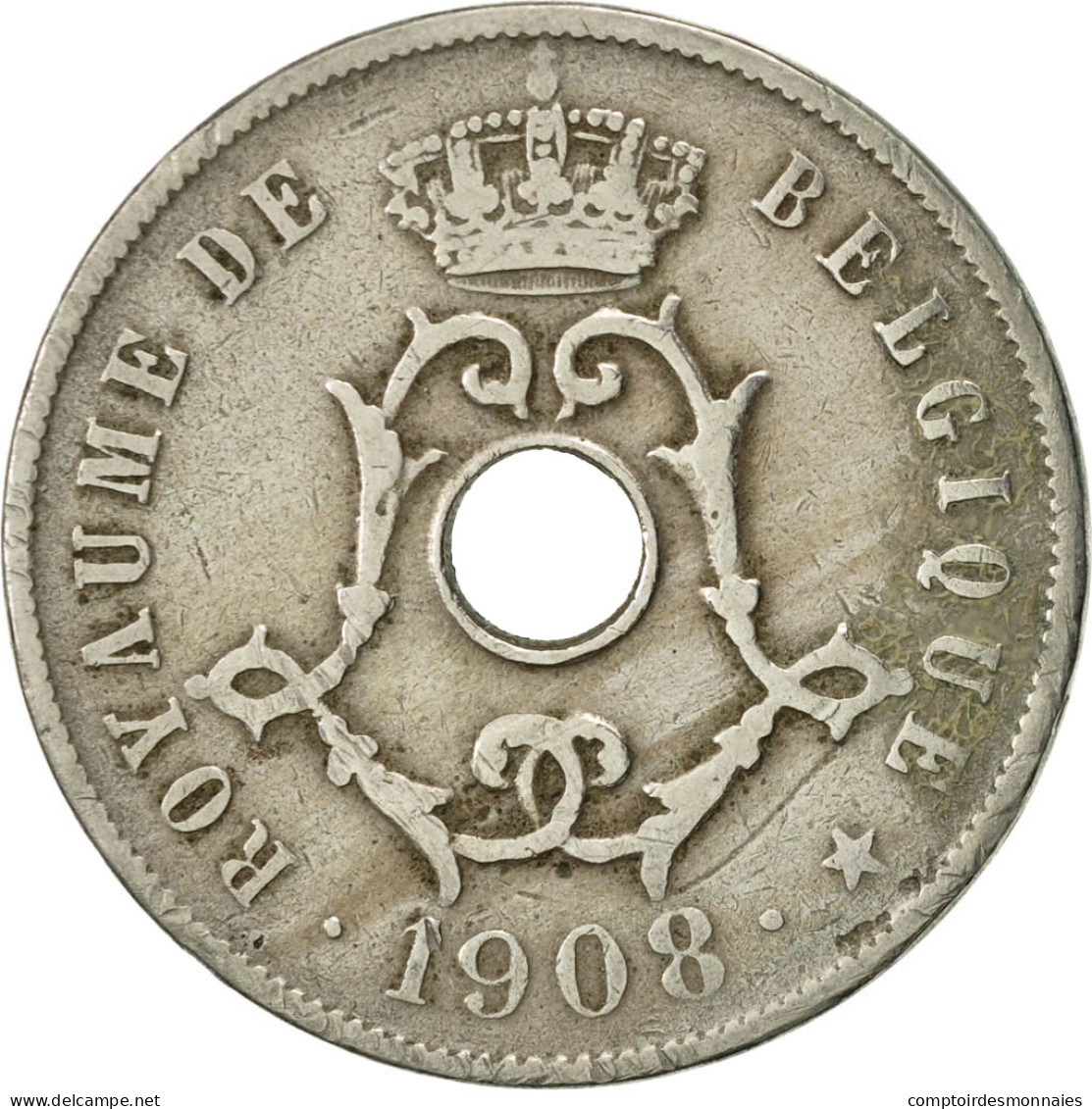 Monnaie, Belgique, 25 Centimes, 1908, TB, Copper-nickel, KM:62 - 25 Cents