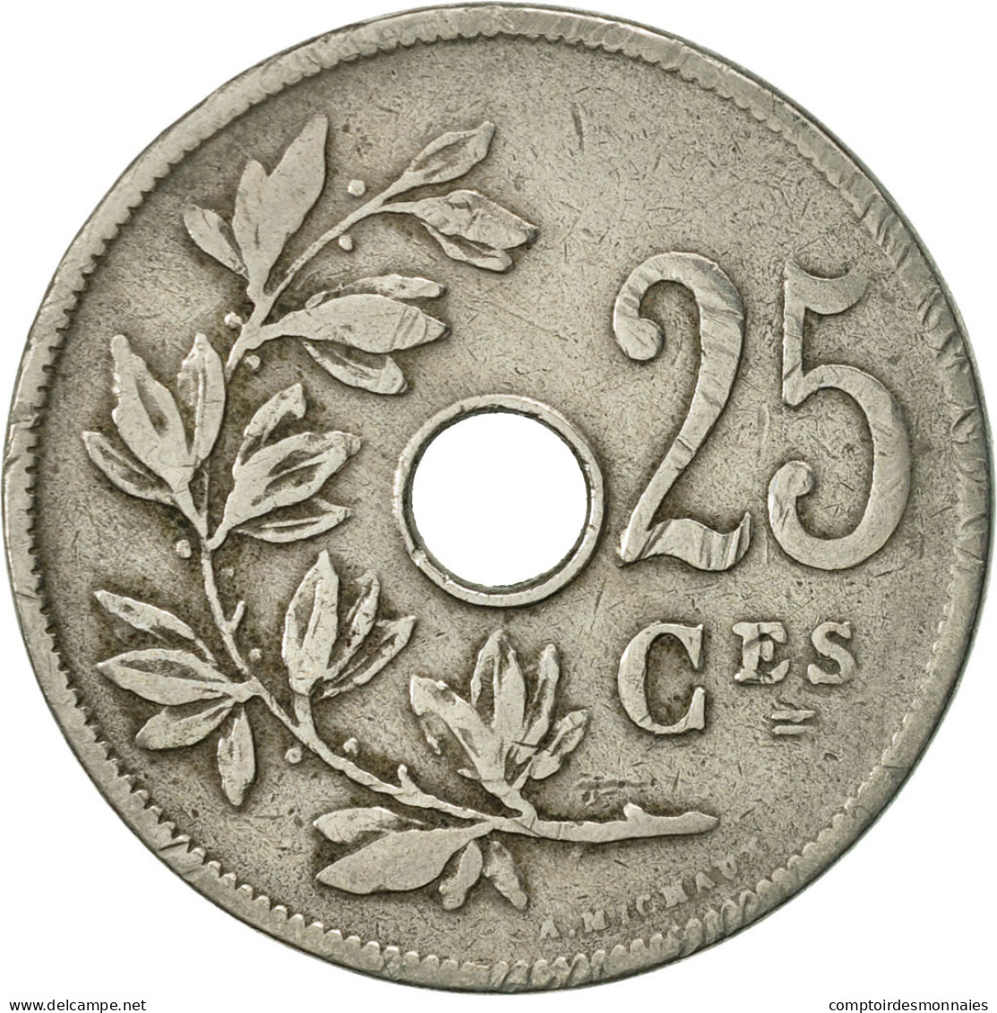 Monnaie, Belgique, 25 Centimes, 1908, TB, Copper-nickel, KM:62 - 25 Cents