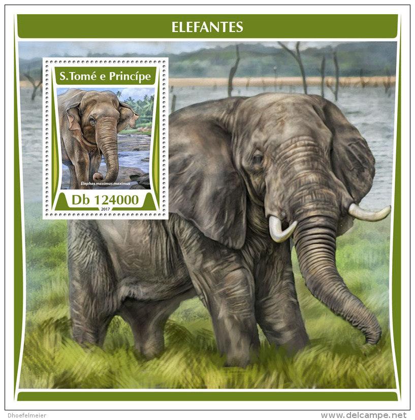 SAO TOME 2017 ** Elephants Elefanten S/S - OFFICIAL ISSUE - DH1730 - Elephants