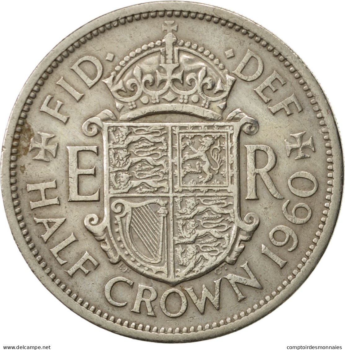 Monnaie, Grande-Bretagne, Elizabeth II, 1/2 Crown, 1960, TTB, Copper-nickel - K. 1/2 Crown