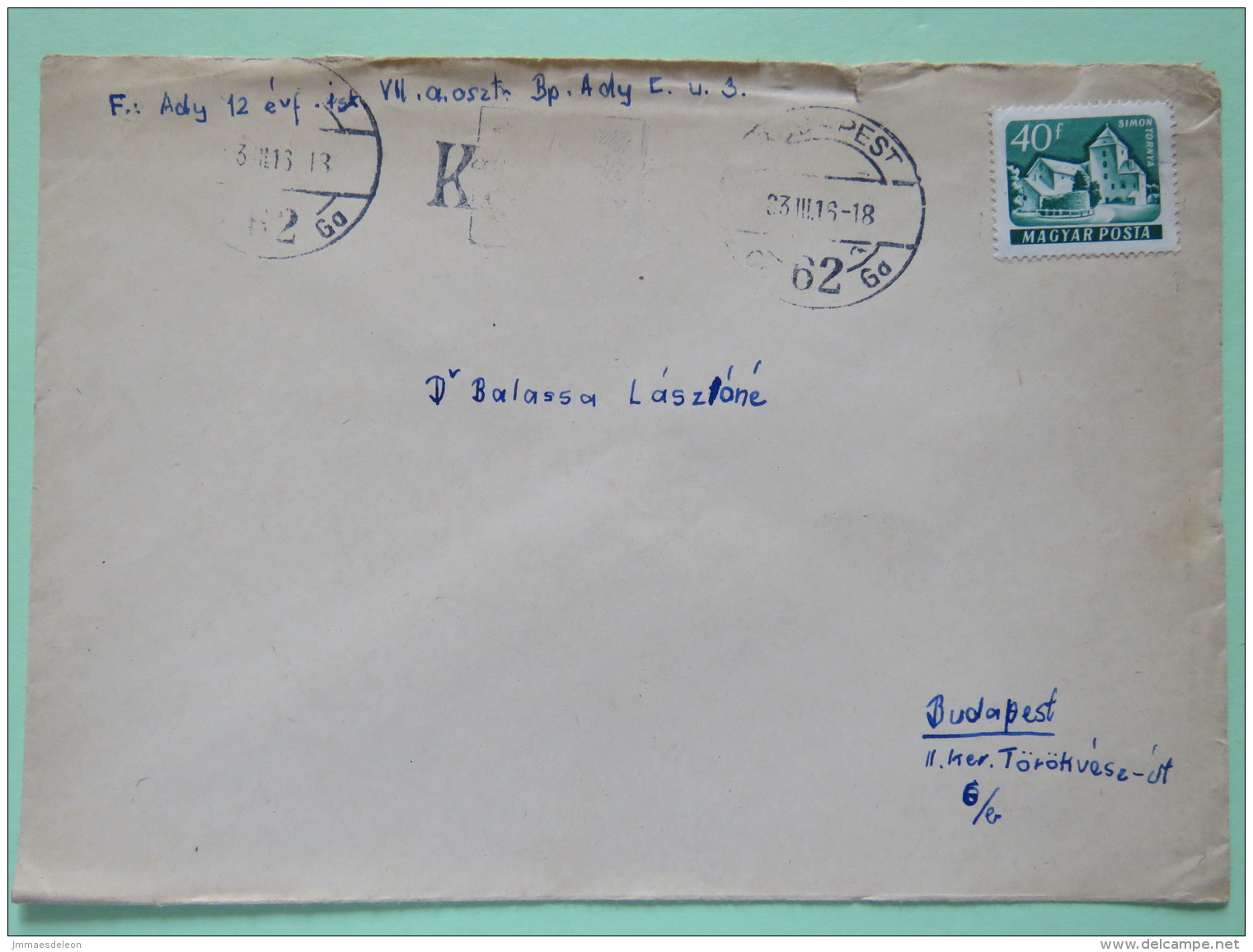 Hungary 1963 Cover Budapest To Budapest - Castle - Covers & Documents