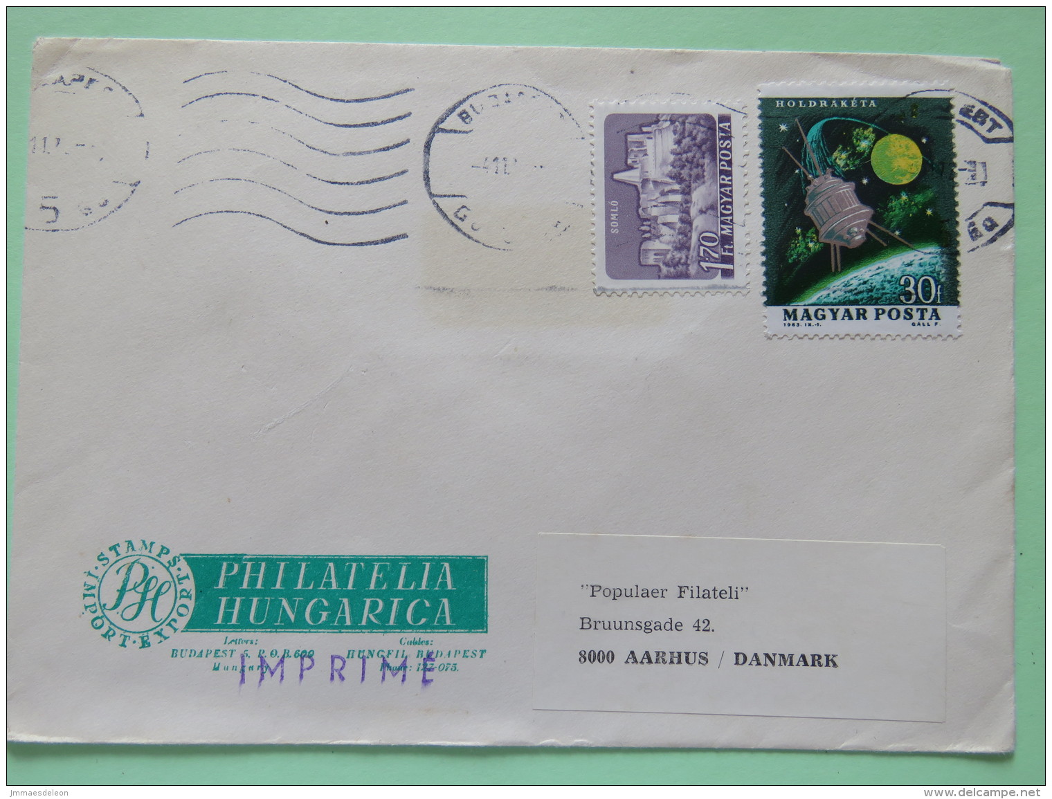 Hungary 1964 Cover Budapest To Denmark - Space Satellite - Castle - Covers & Documents