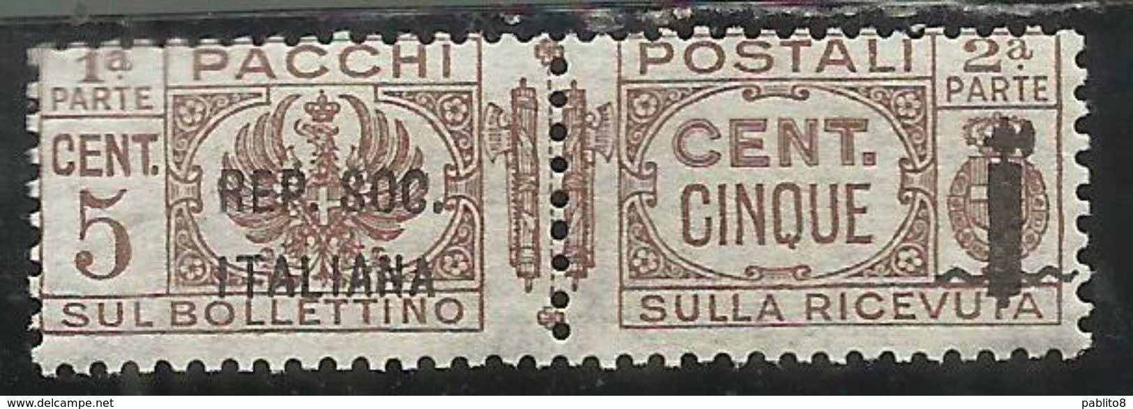 ITALIA REGNO ITALY KINGDOM 1944 RSI REPUBBLICA SOCIALE PACCHI FASCIETTO CENT. 5c MNH - Pacchi Postali