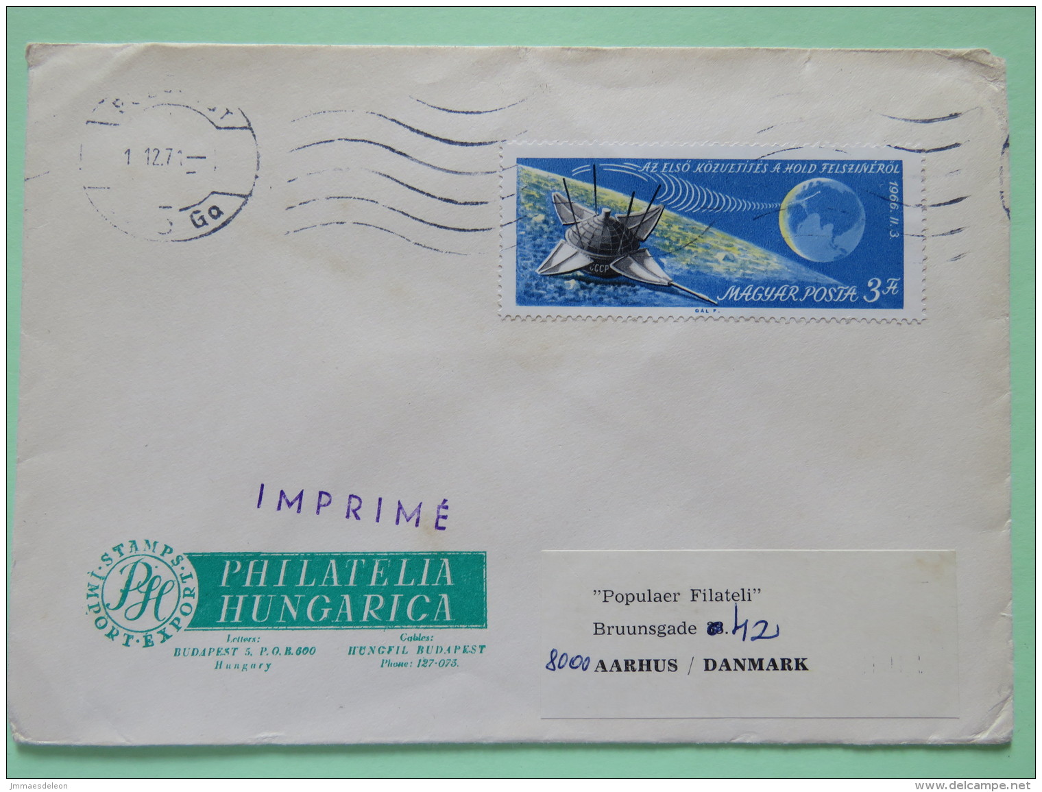 Hungary 1966 Cover Budapest To Denmark - Space Satellite Luna 9 - Covers & Documents