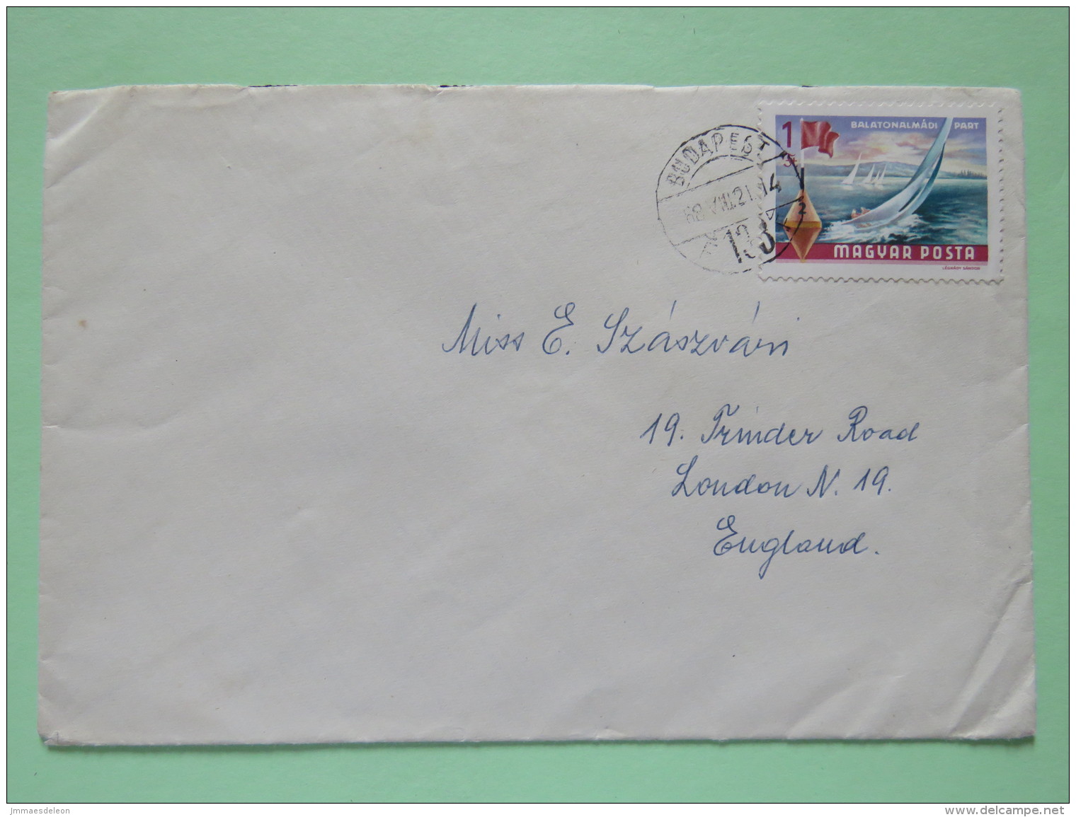 Hungary 1968 Cover Budapest To England - Balaton Lake - Sailing Boats - Storia Postale