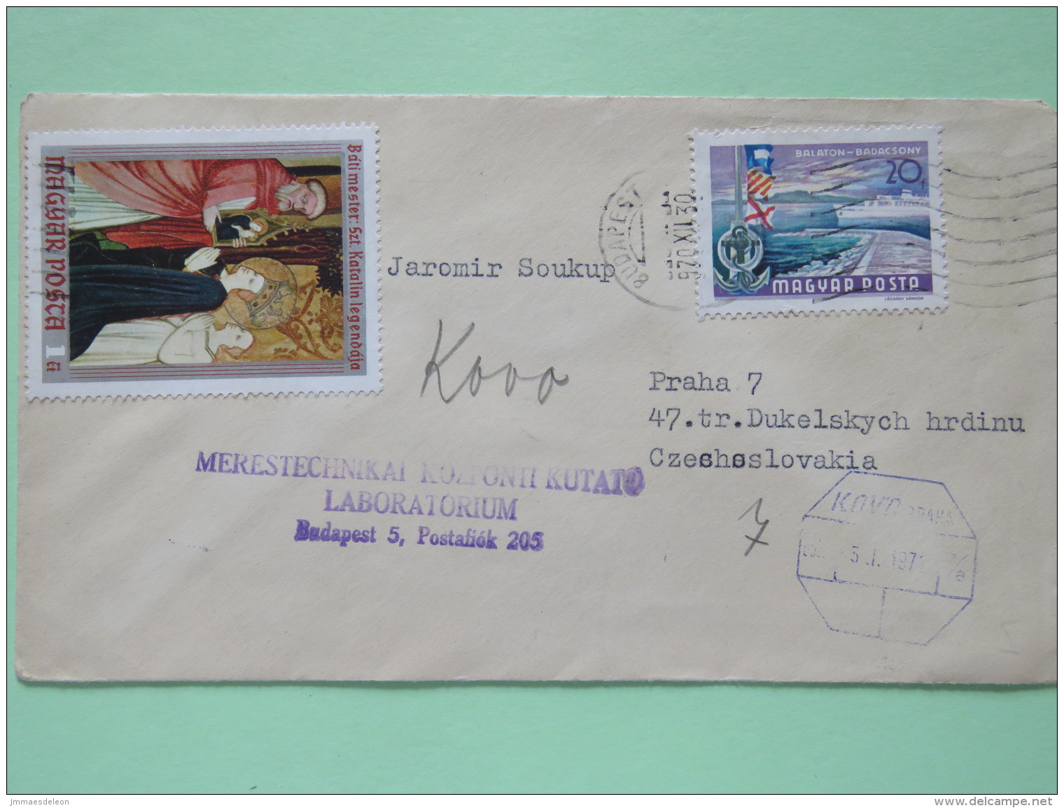 Hungary 1970 Cover Budapest To Czechoslovakia - Balaton Lake - Ship - Painting St. Catherine By Master Of Bat - Covers & Documents