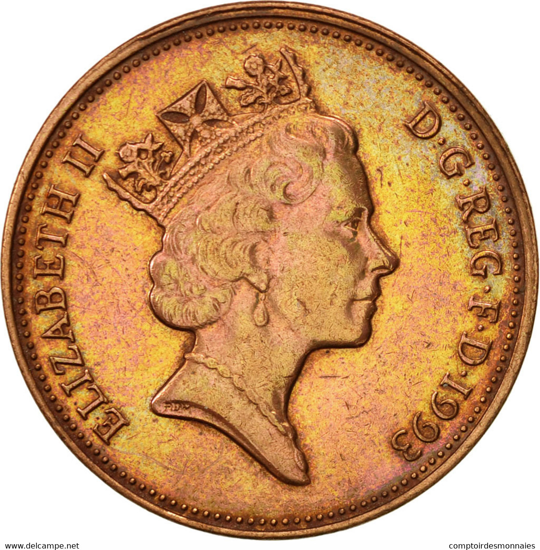 Monnaie, Grande-Bretagne, Elizabeth II, 2 Pence, 1993, TTB+, Copper Plated - 2 Pence & 2 New Pence