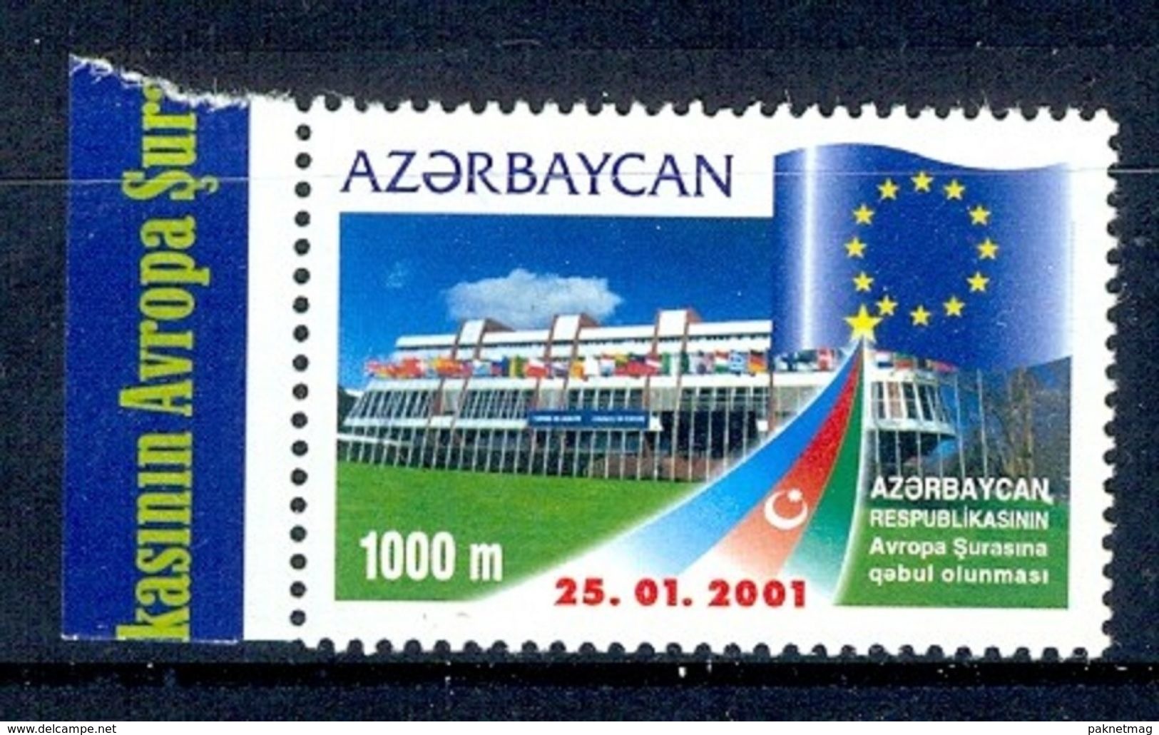 S70- Azerbaijan 2001. Admission To European Council. Flag. Europa Sympathy  Issue. - Azerbaïjan