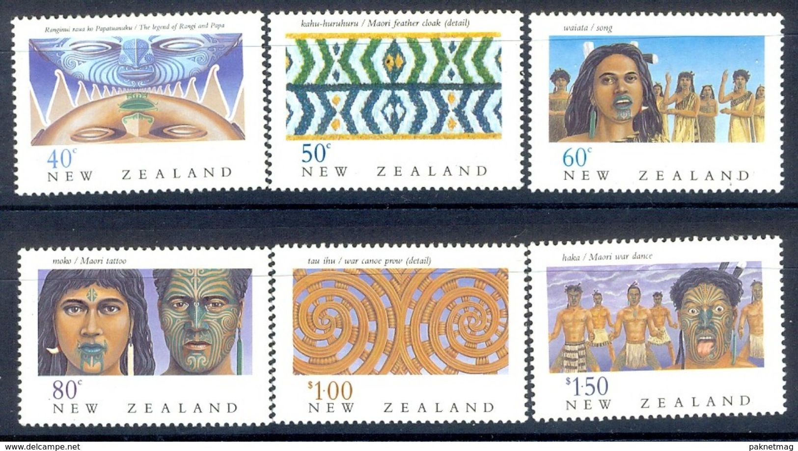 S94- New Zealand 1990. Heritage The Maori Legend Maori Feather Cloak Song Tattoo War Canoe Prow. - Unused Stamps