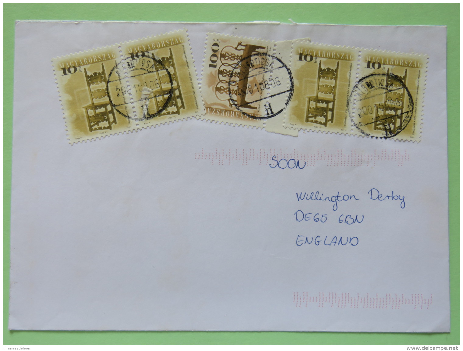 Hungary 2001 Cover To England - Furniture Chairs - Lettres & Documents