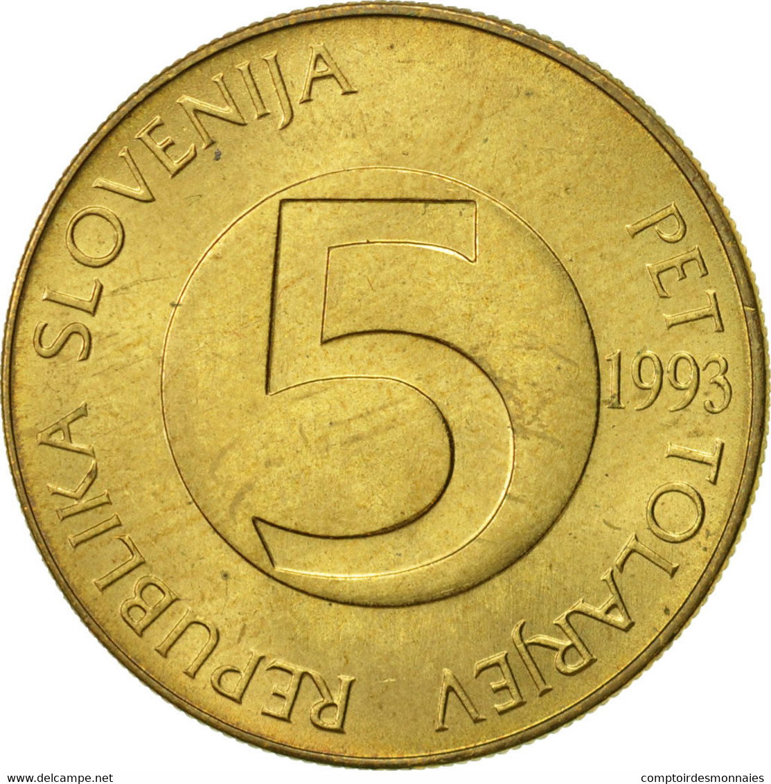Monnaie, Slovénie, 5 Tolarjev, 1993, TTB+, Nickel-brass, KM:6 - Slovénie