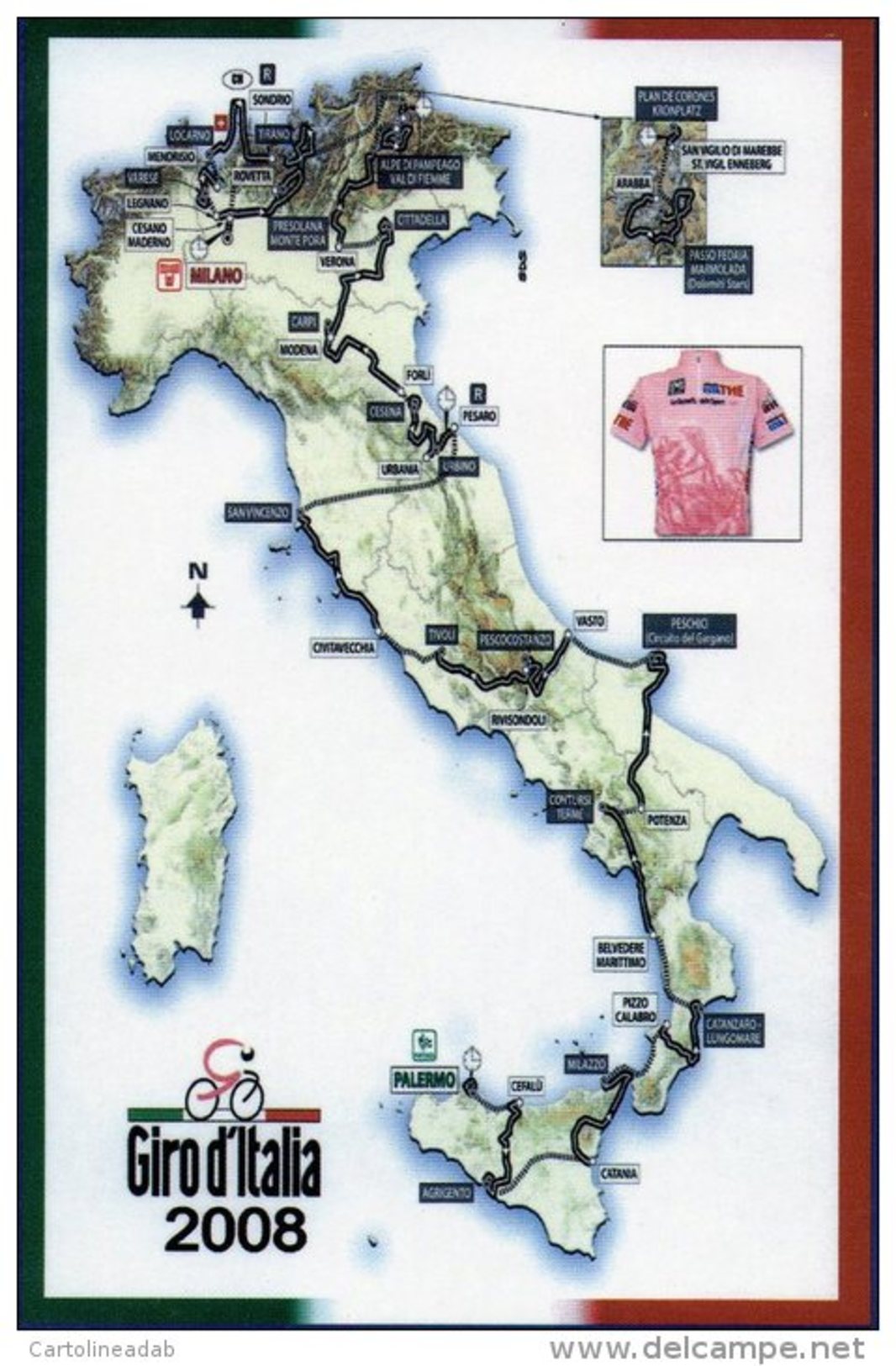 [DC1172]  CARTOLINEA - GIRO D´ITALIA 2008 - PALERMO MILANO - Ciclismo