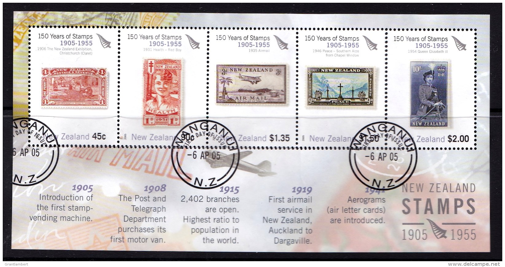 New Zealand 2005 150 Years Of Stamps 1905-1955 Minisheet Used - Gebraucht