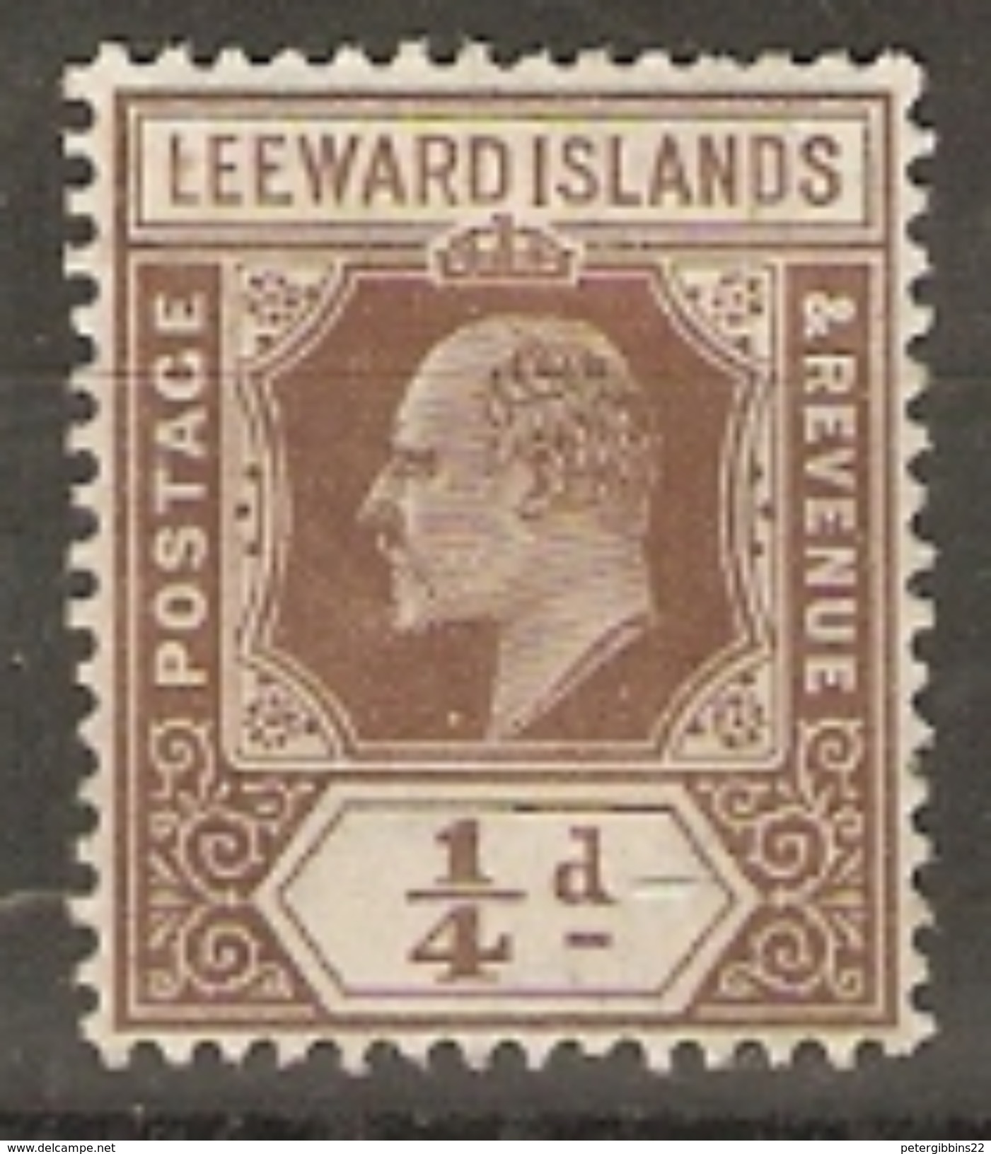 Leeward Slands 1907 SG 36 1/4d Mounted Mint - Leeward  Islands