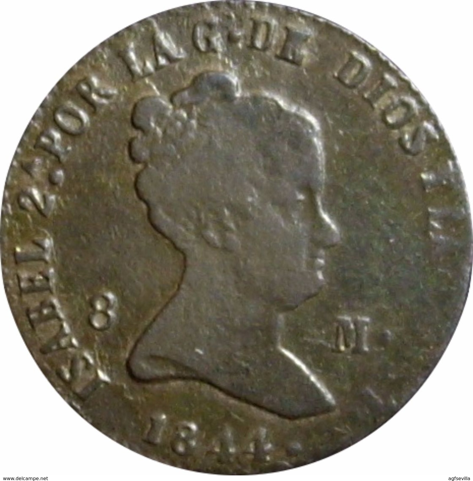 ESPAÑA. ISABEL II. 8 MARAVEDÍS 1844. SEGOVIA. ESPAGNE. SPAIN COIN - Otros & Sin Clasificación