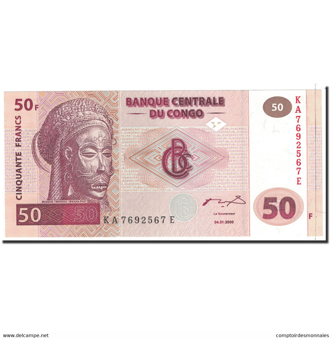 Billet, Congo Democratic Republic, 50 Francs, 2000, 2000-01-04, KM:91a, NEUF - République Démocratique Du Congo & Zaïre