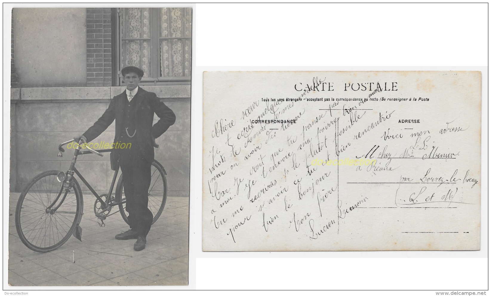 CPA 77 LORREZ LE BOCAGE PREAUX Carte Photo Cycliste Vélo - Lorrez Le Bocage Preaux