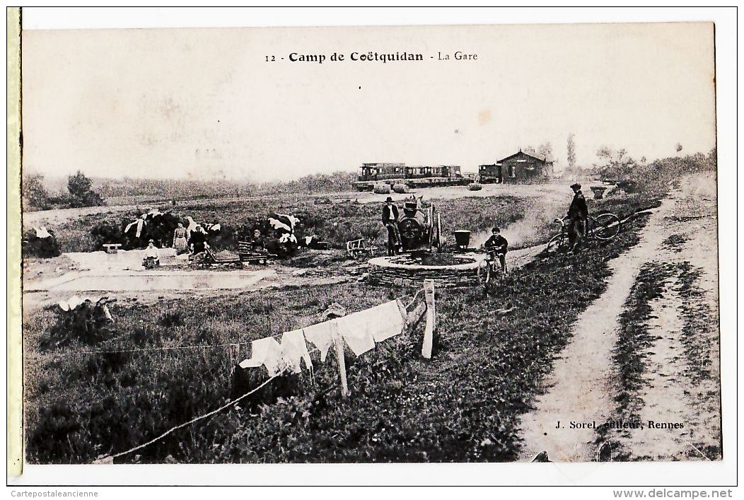 X56076 Peu Commun Camp COETQUIDAN Morbihan Lavoir Lavandieres De La GARE 1910s -Lisez Patriotisme Ode à La Bretagne - Guer Coetquidan