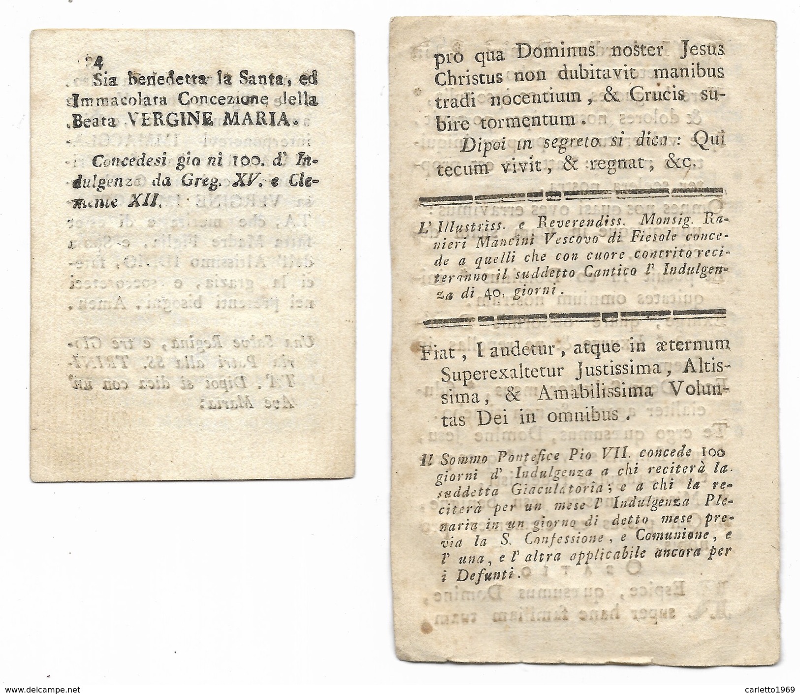 2 Fogli -  Ex Pluribus Sacra Scriptura Licis E Orazione A Maria Immacolat Su Carta Vergellata Fine 800 -- - Images Religieuses