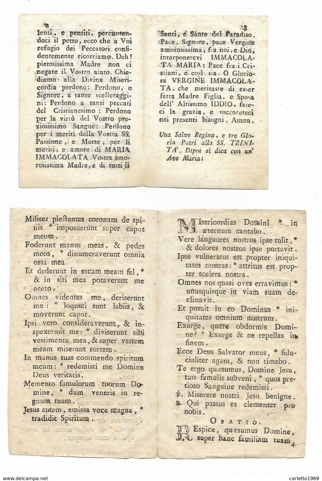 2 Fogli -  Ex Pluribus Sacra Scriptura Licis E Orazione A Maria Immacolat Su Carta Vergellata Fine 800 -- - Imágenes Religiosas