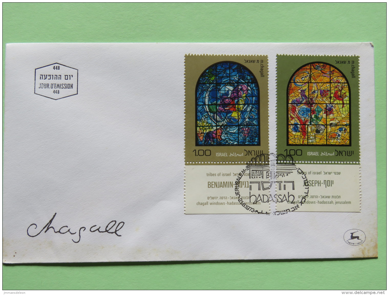 Israel 1973 FDC Cover - Stained Glass Windows By Chagall - Brieven En Documenten