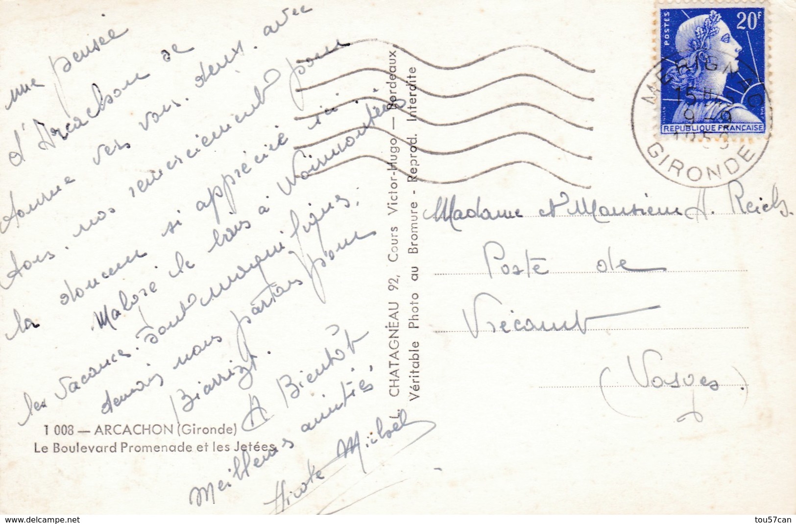 ARCACHON - GIRONDE  -  (33) - CPA DENTELÉE - BEL AFFRANCHISSEMENT POSTAL. - Arcachon