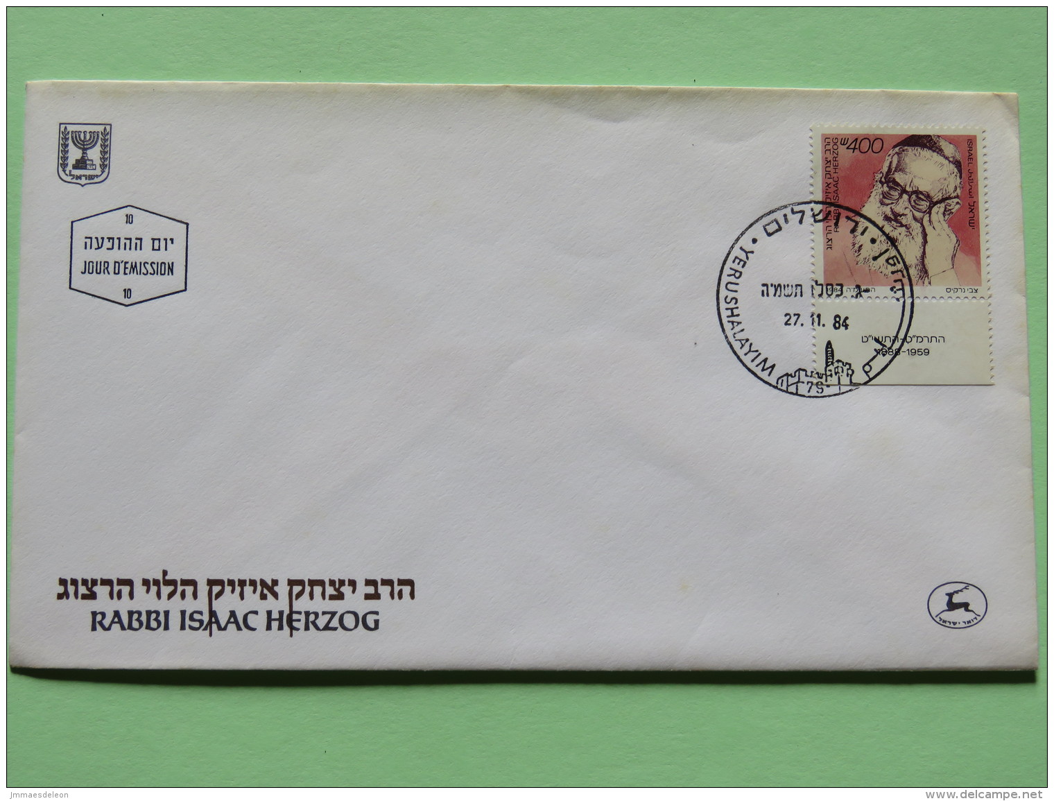 Israel 1974 FDC Cover - Rabbi Isaac Herzog - Brieven En Documenten