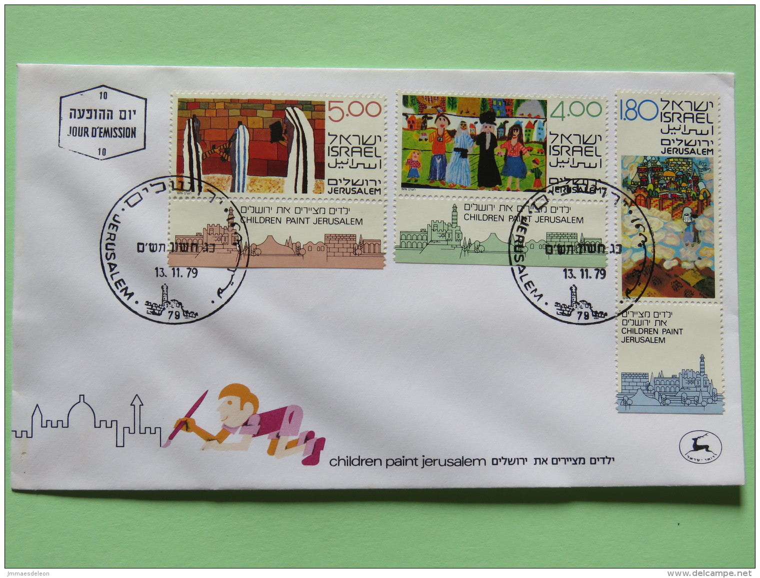 Israel 1979 FDC Cover - Children Paint Jerusalem - Lettres & Documents