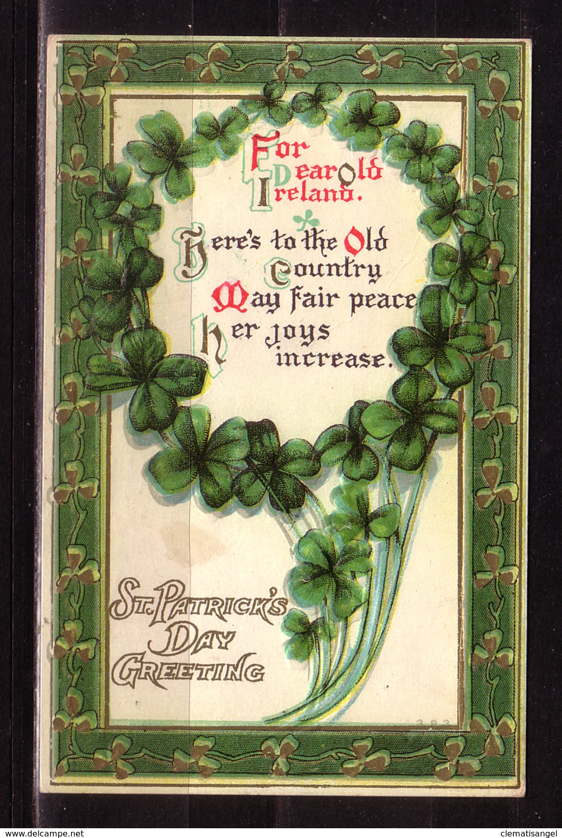 386p * ST.PATRICK'S DAY GREETING * PRÄGEDRUCK * 1912 **!! - Saint-Patrick's Day