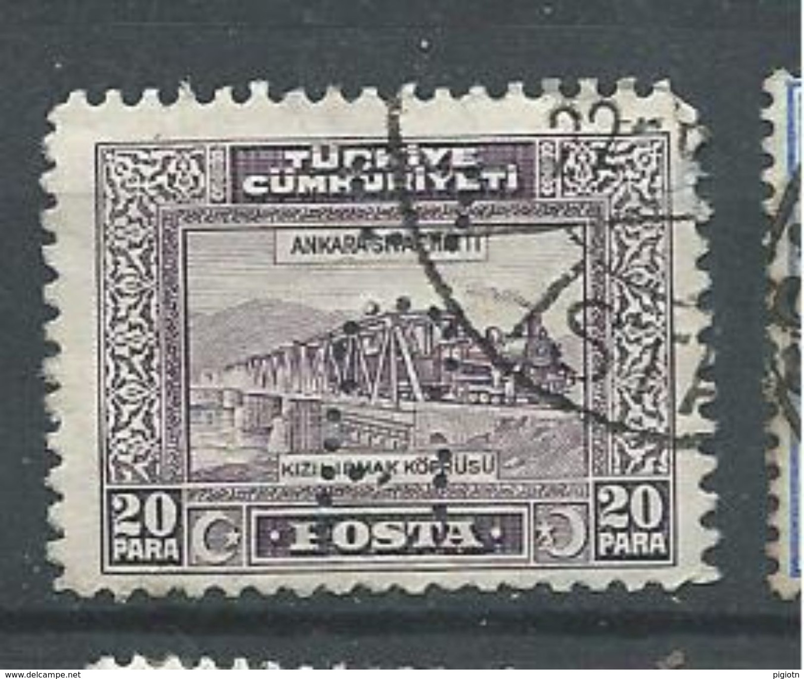 PER287 - TURCHIA - PERFIN 751 - 20 Pa. - CATALOGO UNIFICATO - Oblitérés