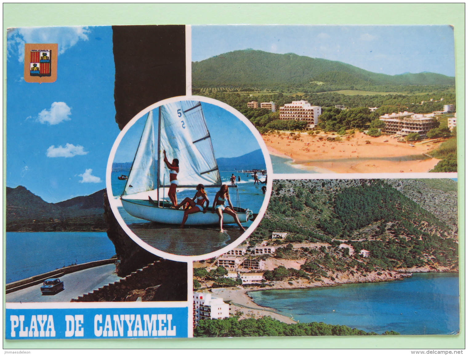 Spain 1977 Postcard ""Mallorca - Canyamel Beach - Boat"" To Switzerland - Car - Lettres & Documents