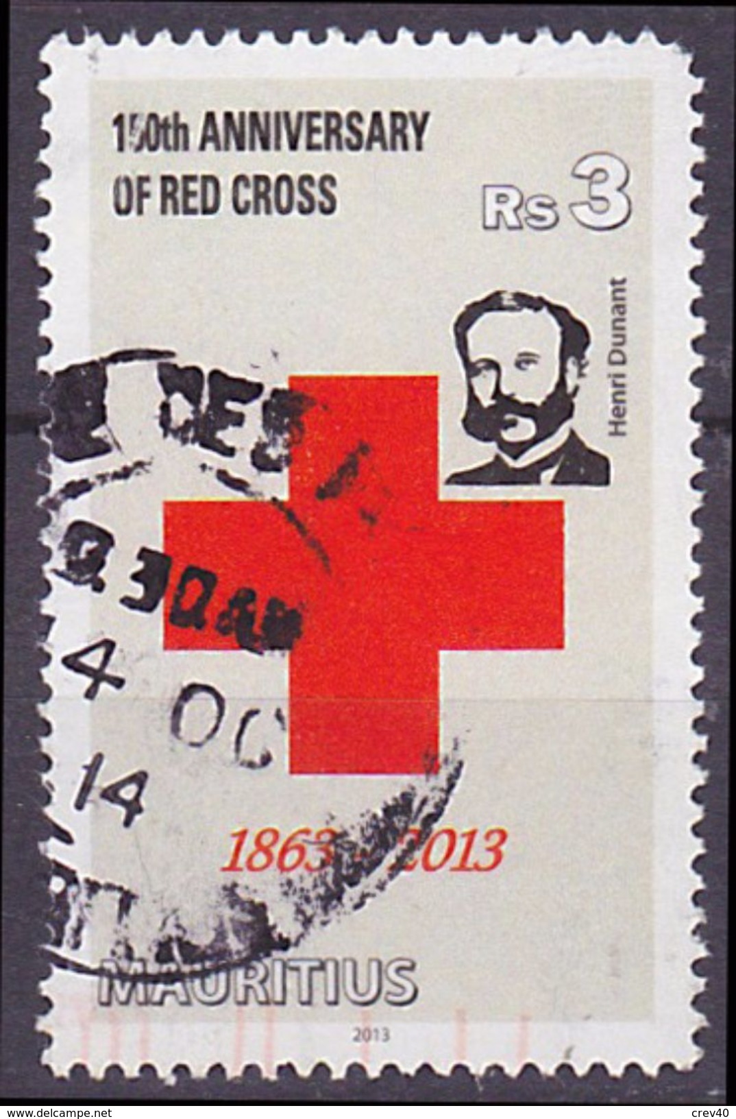 Timbre Oblitéré N° 1170(Yvert) Maurice 2013 - Croix-Rouge, Henri Dunant, Voir Description - Mauritius (1968-...)