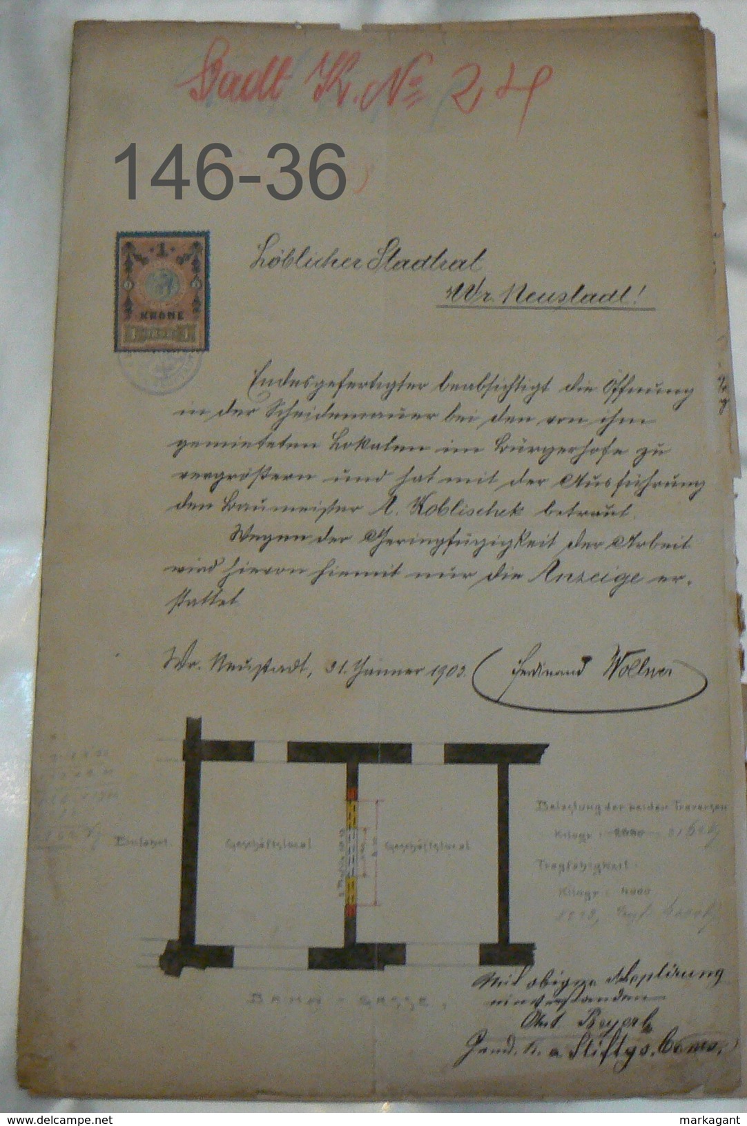 RECHNUNG: Stadtrath Wiener Neustadt/32-1-1903 - Austria