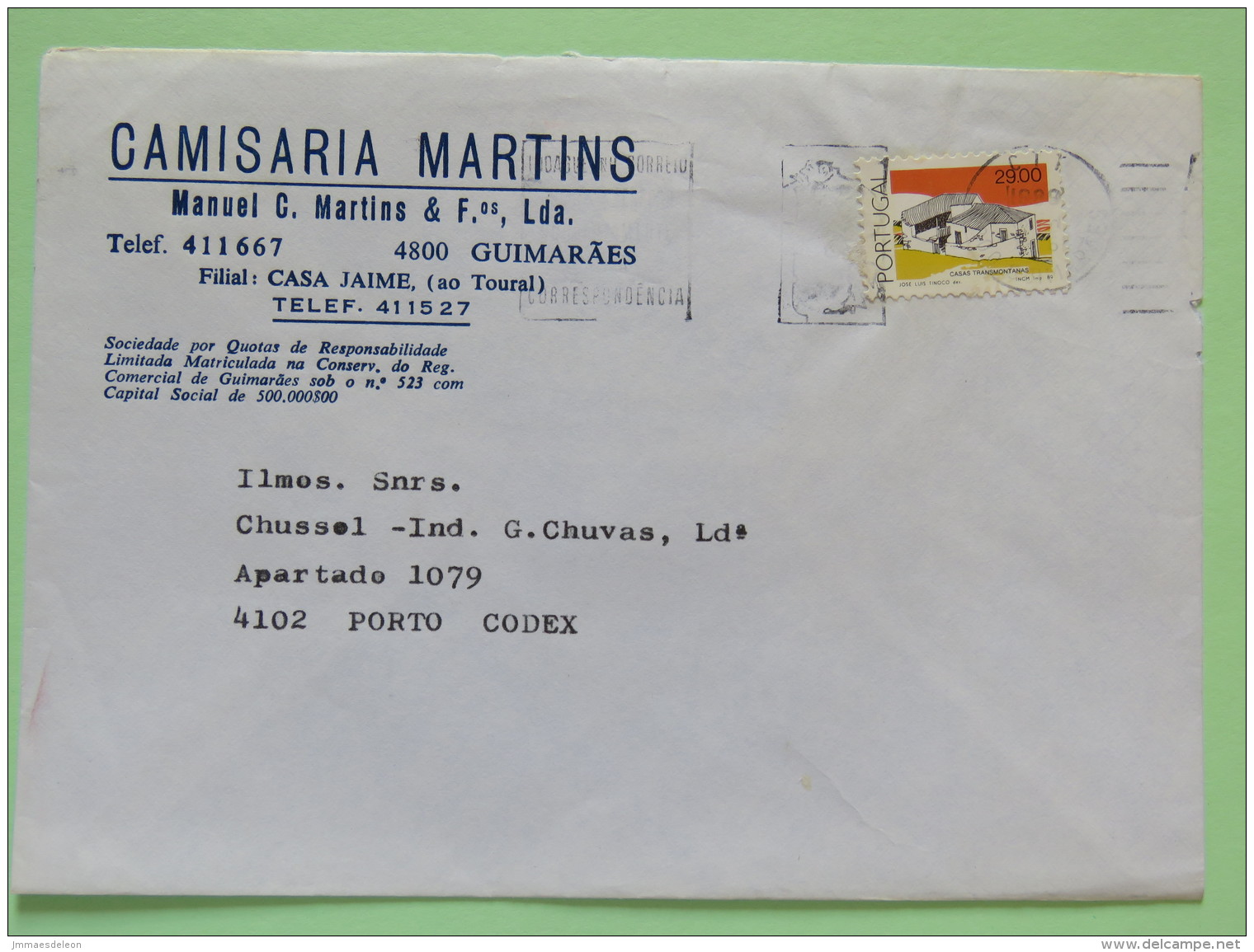 Portugal 1989 Cover Guimaraes To Porto - House - Lettres & Documents