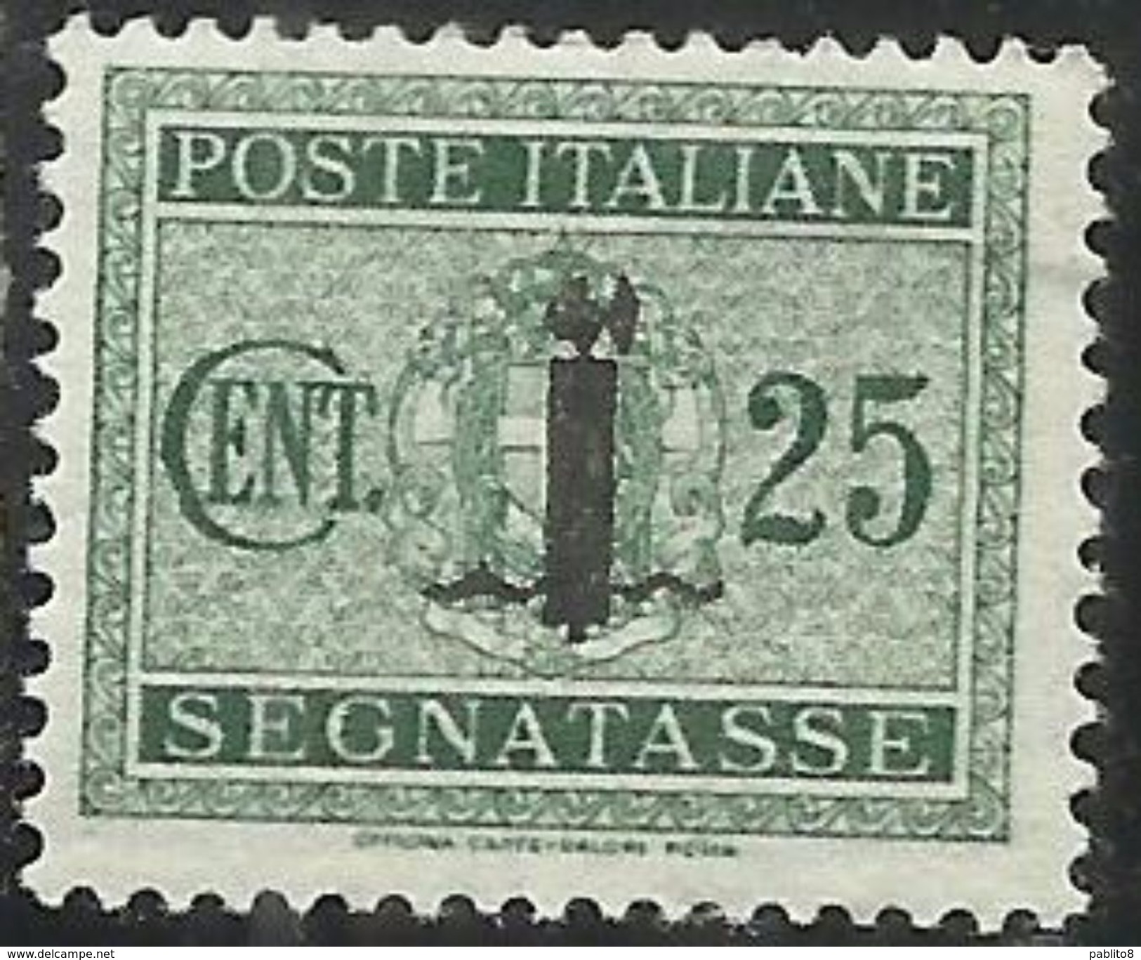ITALIA REGNO REPUBBLICA SOCIALE RSI 1944 SEGNATASSE POSTAGE DUE PICCOLO FASCIO FASCIETTO CENT. 25 TASSE  MLH - Portomarken