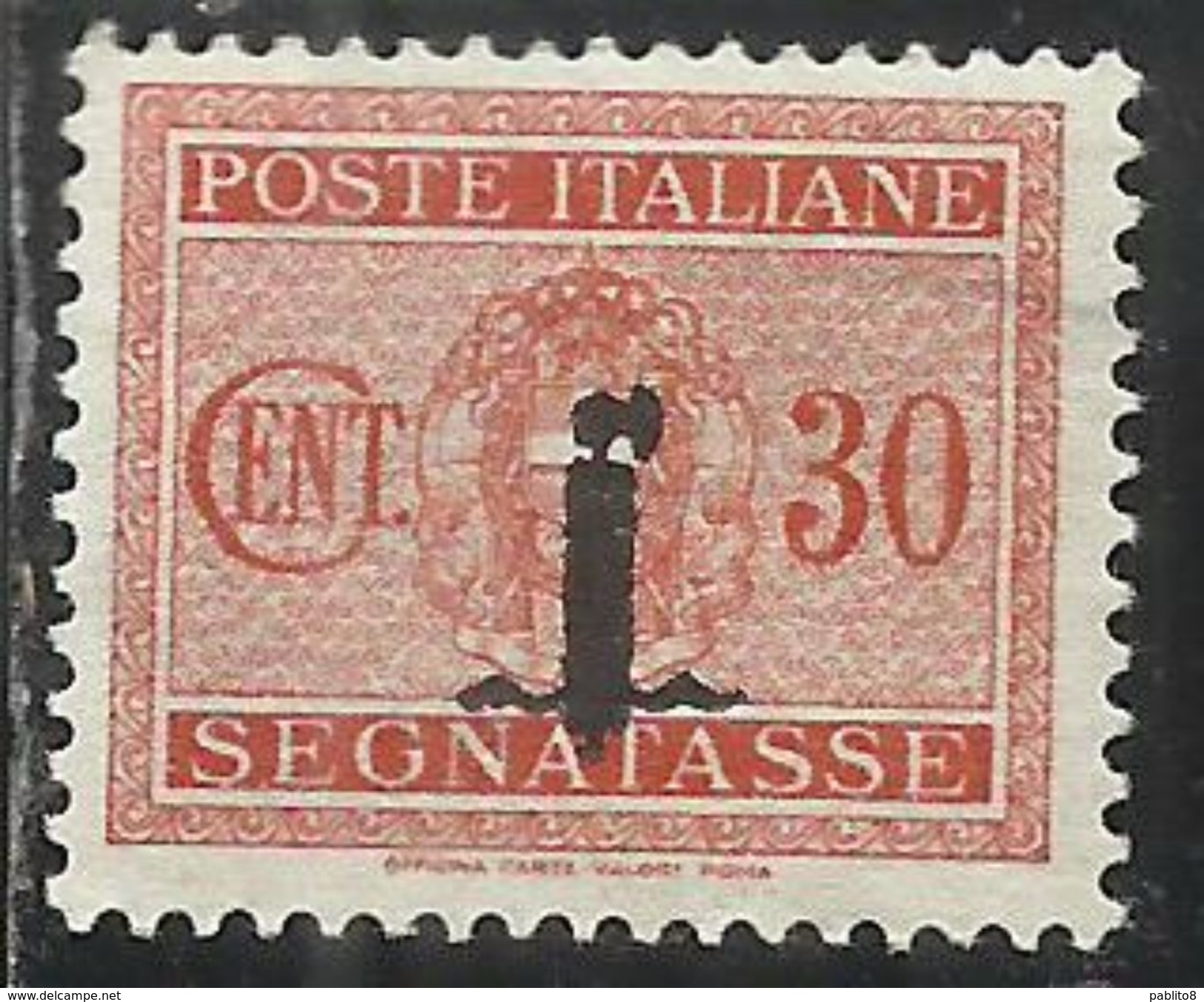 ITALIA REGNO REPUBBLICA SOCIALE RSI 1944 SEGNATASSE POSTAGE DUE PICCOLO FASCIO FASCIETTO CENT. 30 TASSE  MLH - Portomarken