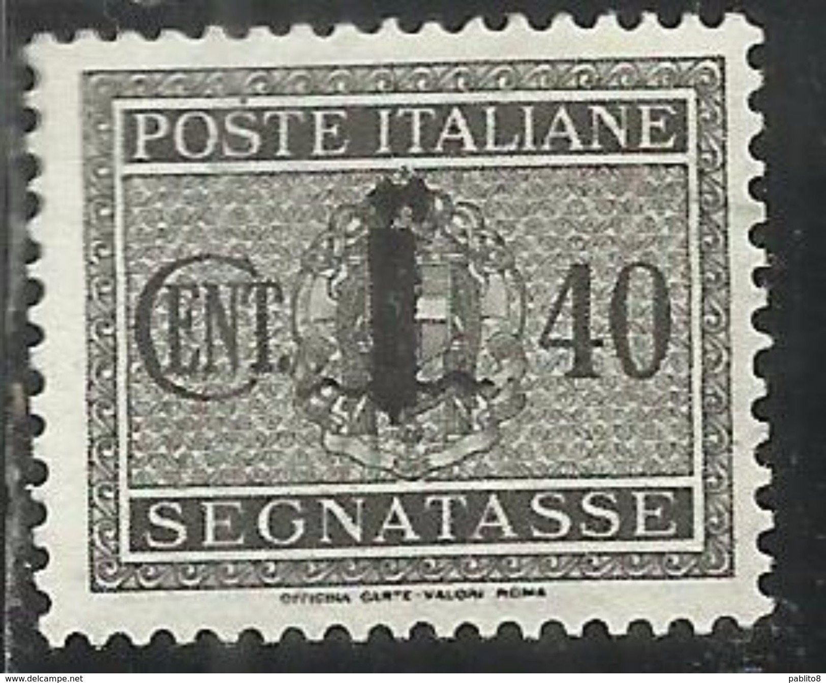 ITALIA REGNO REPUBBLICA SOCIALE RSI 1944 SEGNATASSE POSTAGE DUE PICCOLO FASCIO FASCIETTO CENT. 40 TASSE  MLH - Taxe