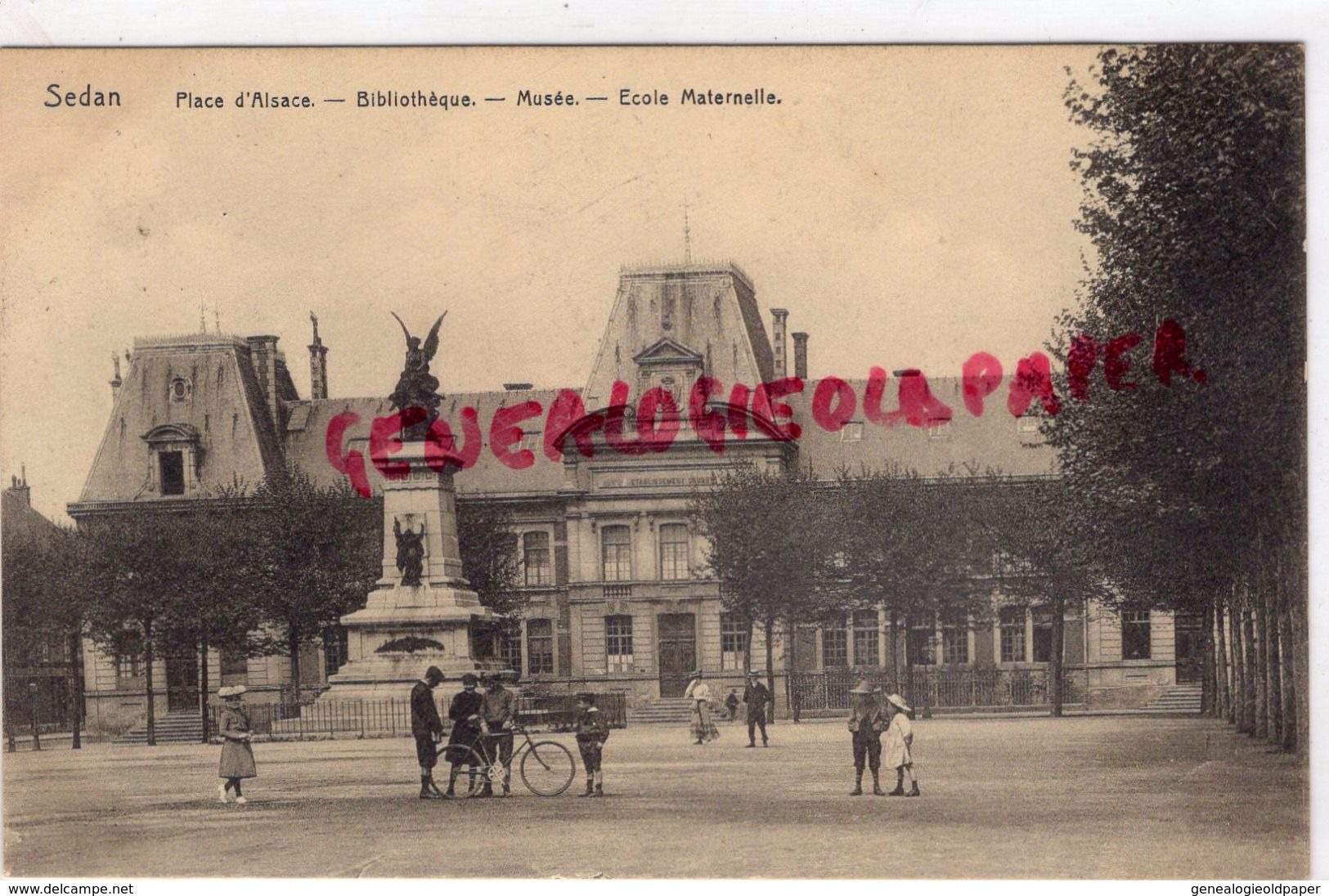 08 - SEDAN- PLACE D' ALSACE -BIBLIOTHEQUE-MUSEE  ECOLE MATERNELLE-1918 - Sedan