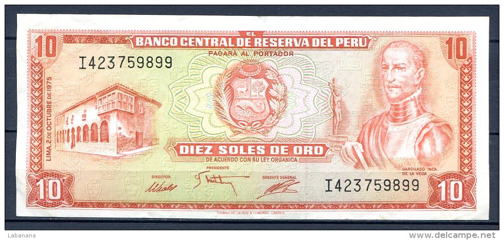 459-Pérou Billet De 10 Soles De Oro 1975 I423 - Pérou