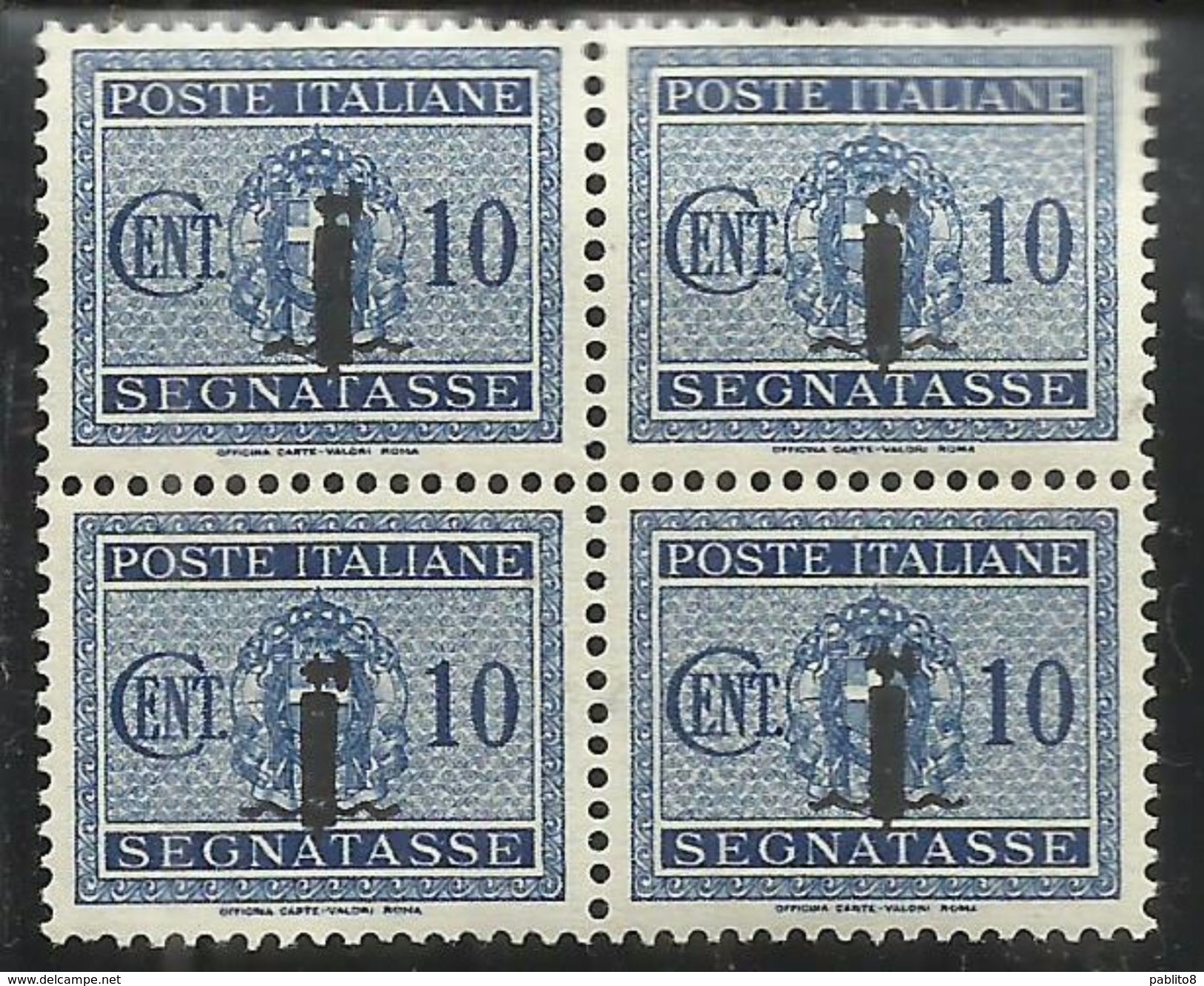 ITALIA REGNO ITALY KINGDOM REPUBBLICA SOCIALE RSI 1944 SEGNATASSE POSTAGE DUE TASSE PICCOLO FASCIO FASCIETTO CENT.10 MNH - Impuestos