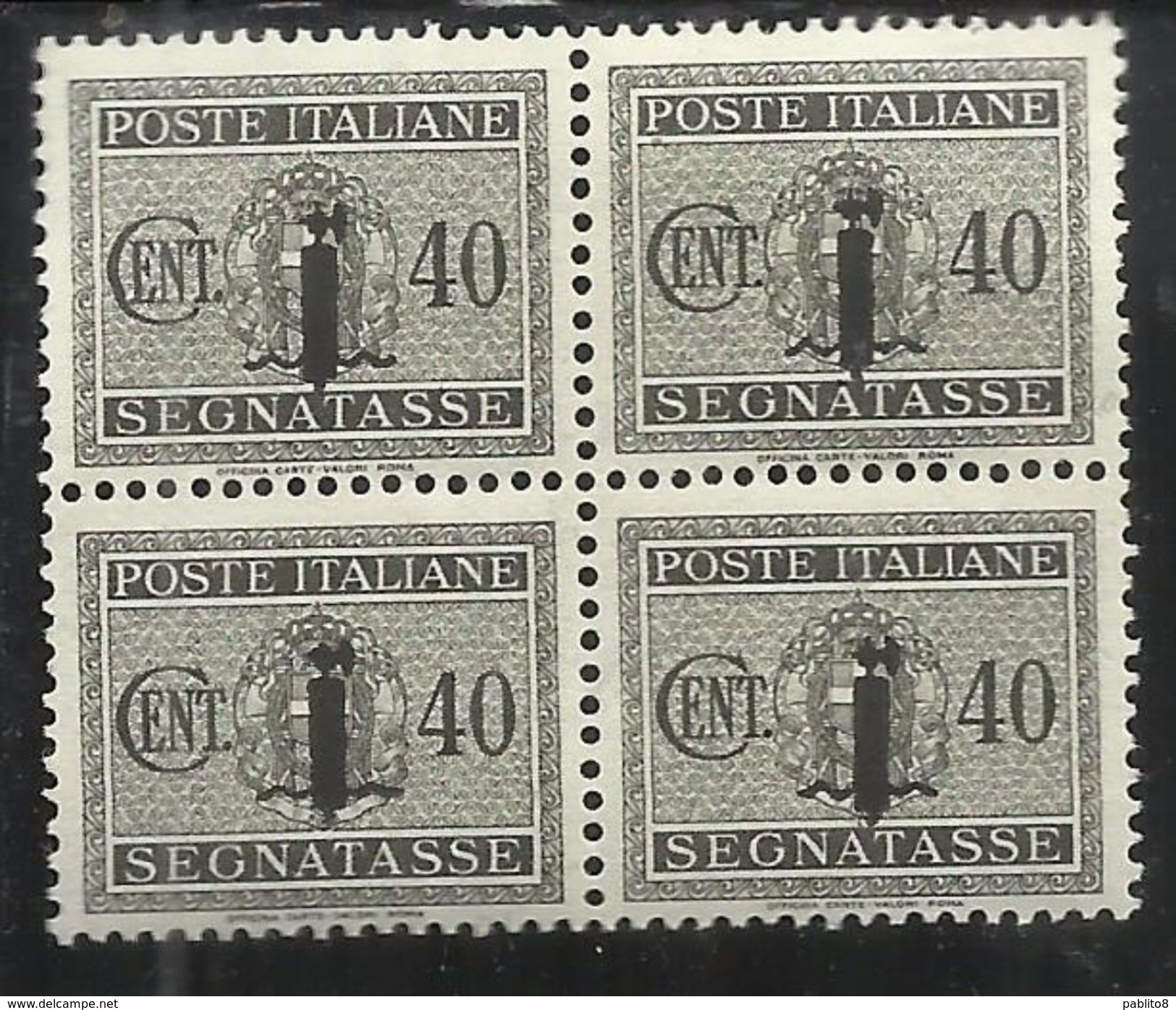 ITALIA REGNO ITALY KINGDOM REPUBBLICA SOCIALE RSI 1944 SEGNATASSE POSTAGE DUE TASSE PICCOLO FASCIO FASCIETTO CENT.40 MNH - Portomarken