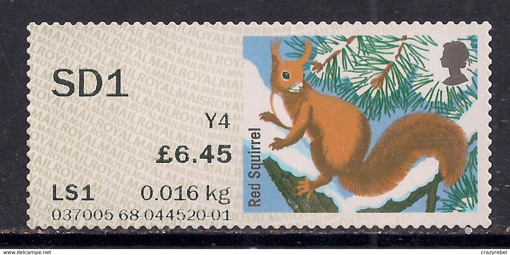 GB 2015 QE2 £6.45 Special Delivery Post & Go Red Squirrel No Gum ( M834 ) - Post & Go Stamps