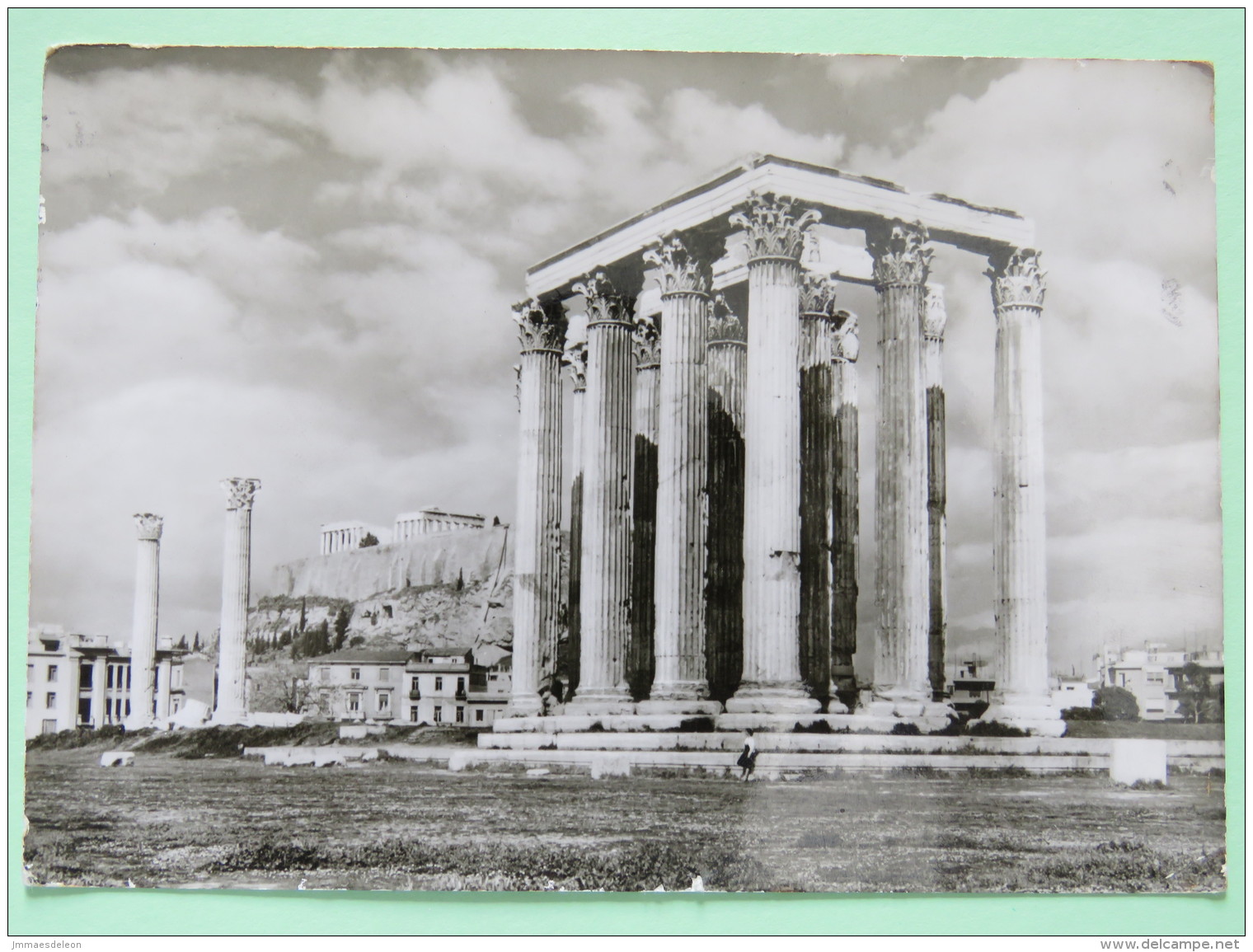 Greece 1961 Postcard ""Athens - Olympieum Columns - Acropolis"" To Belgium - Olympics Sailing Boat - Covers & Documents