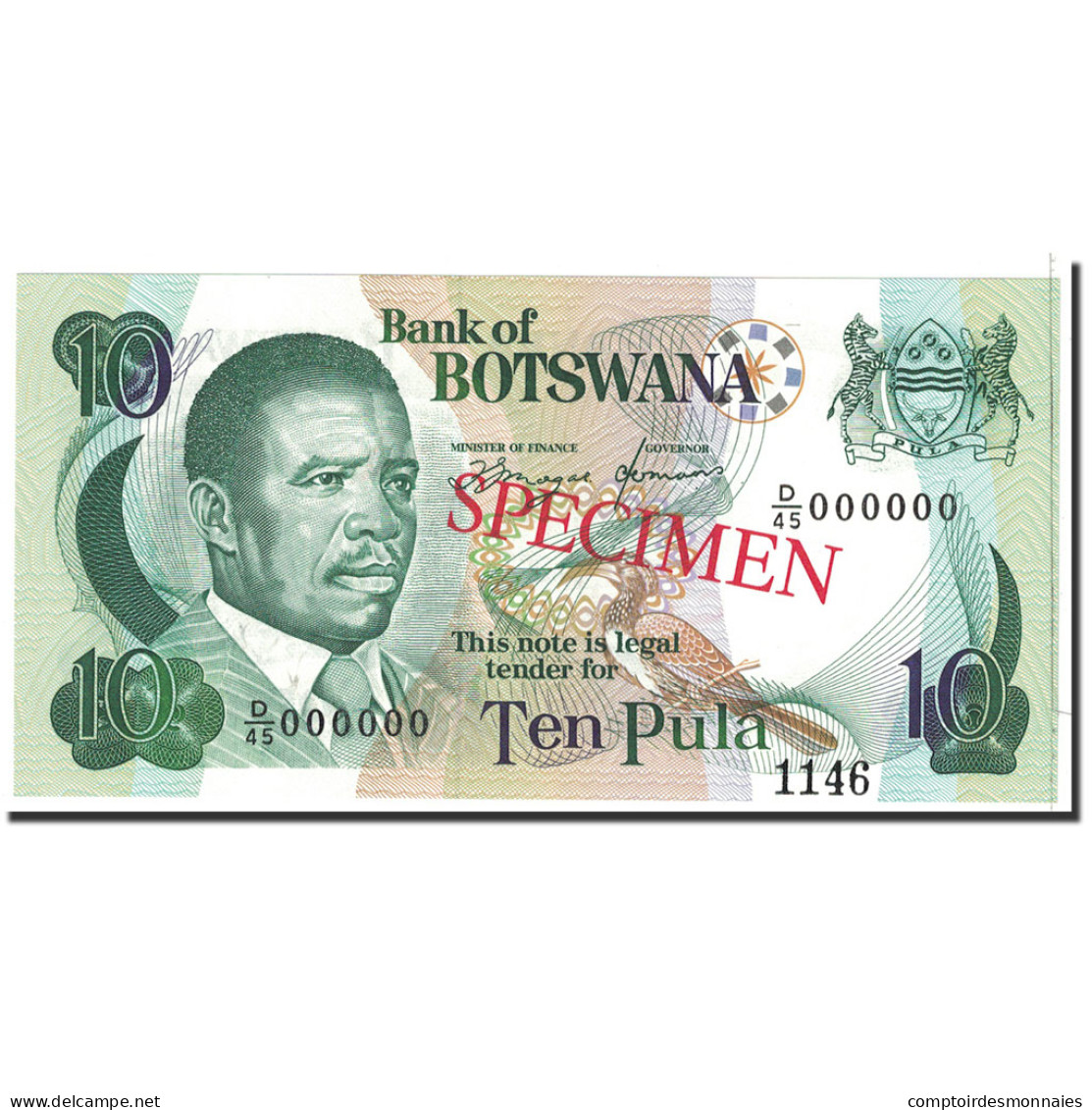 Billet, Botswana, 10 Pula, 1992, Undated, KM:12s, NEUF - Botswana