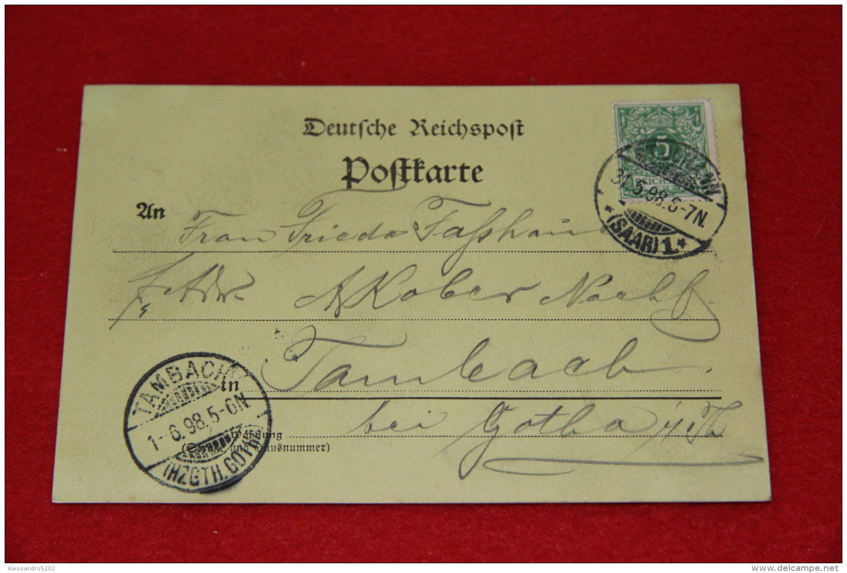 Saarland  Saarbrucken St. Johann Gruss Parthie A. D. Saar 1898 Timbre Tambach - Other & Unclassified