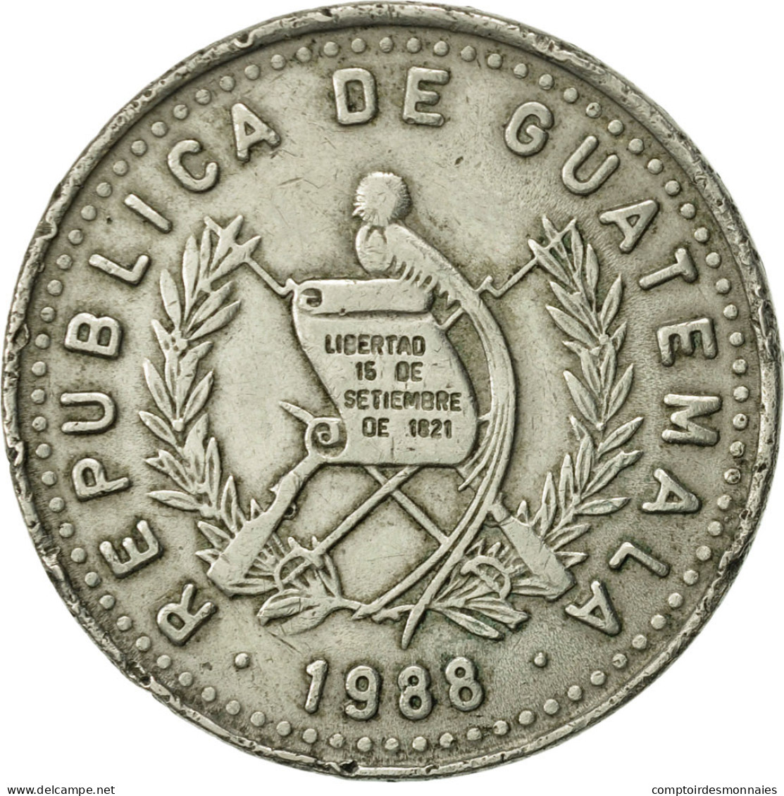 Monnaie, Guatemala, 25 Centavos, 1988, TTB+, Copper-nickel, KM:278.5 - Guatemala