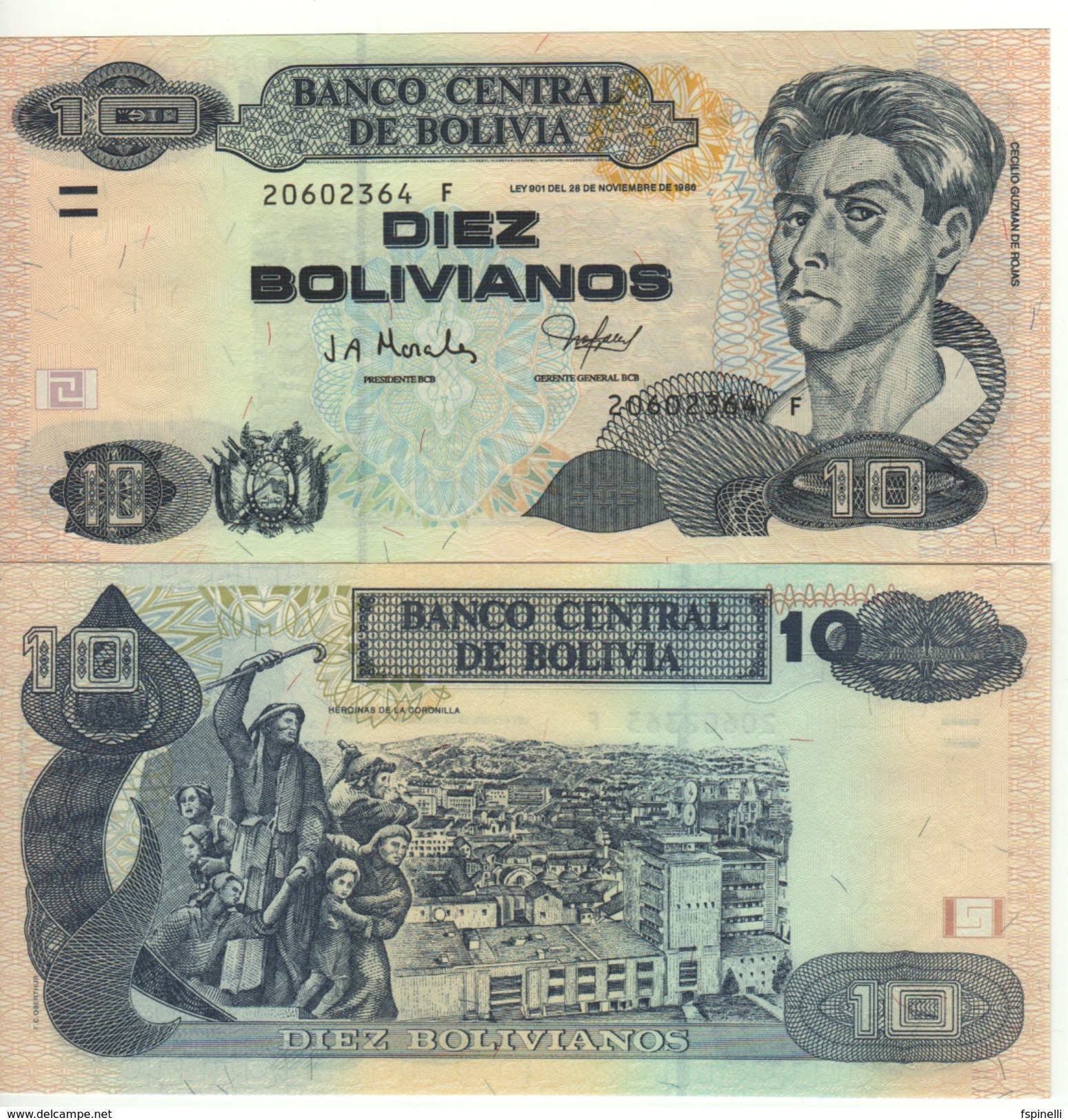 BOLIVIA   10 Bolivianos  Serie  F       (P223    2001 ) UNC - Bolivia