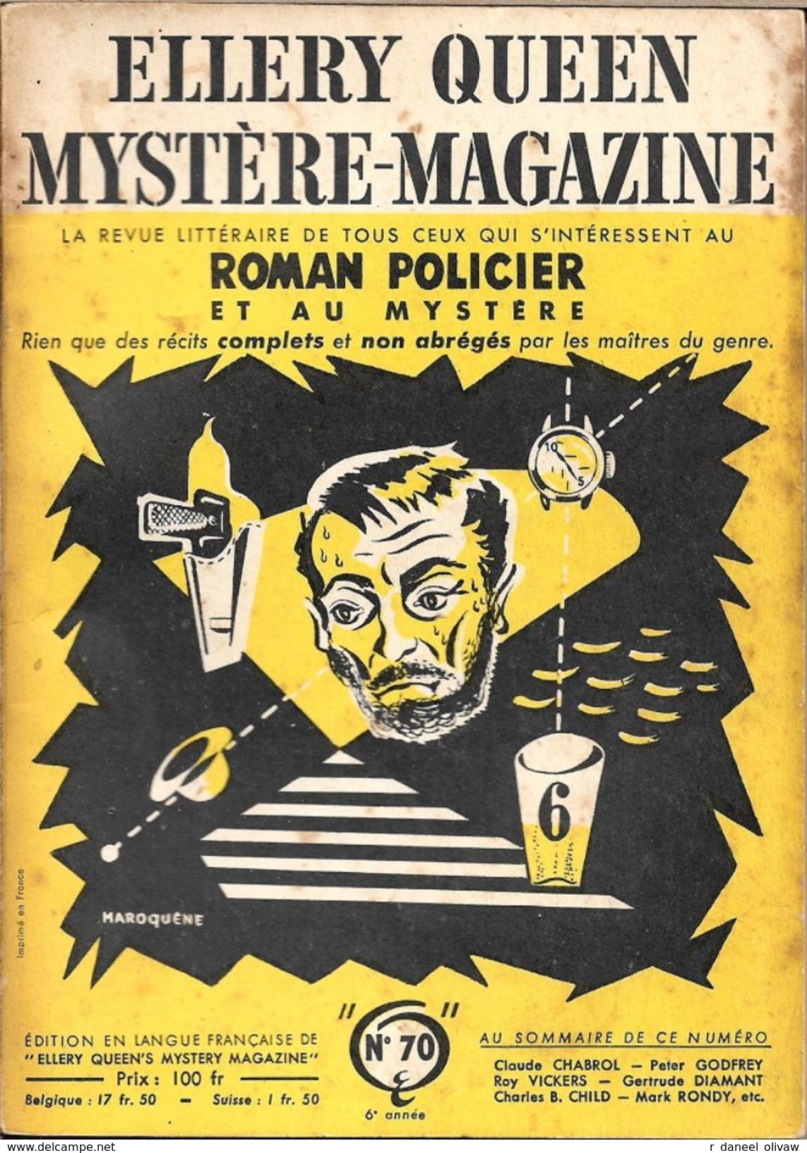 Mystère Magazine N° 70, Novembre 1953 (BE) - Opta - Ellery Queen Magazine