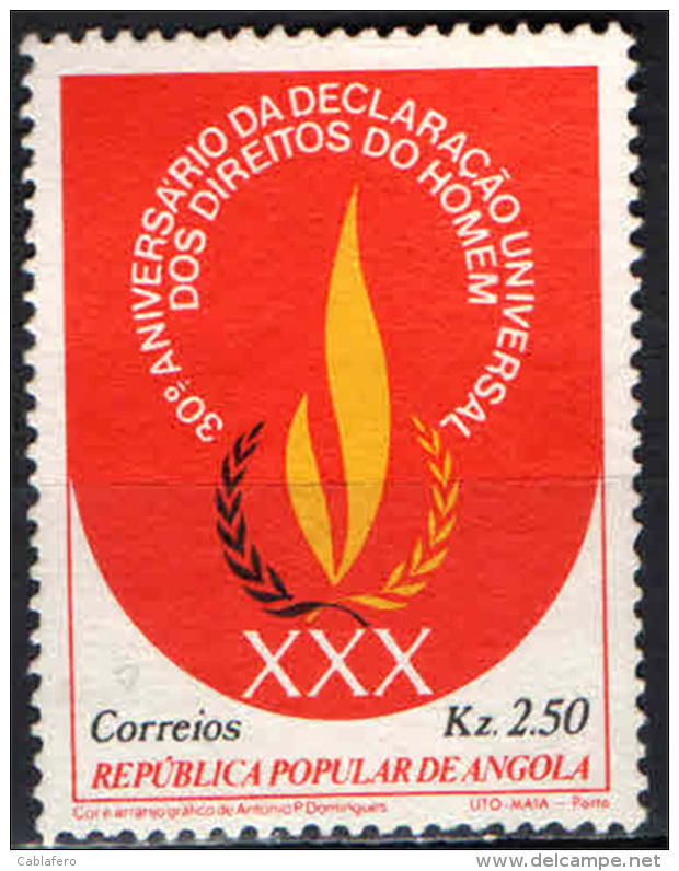 ANGOLA - 1979 - DICHIARAZIONE DEI DIRITTI DELL'UOMO - USATO - Angola