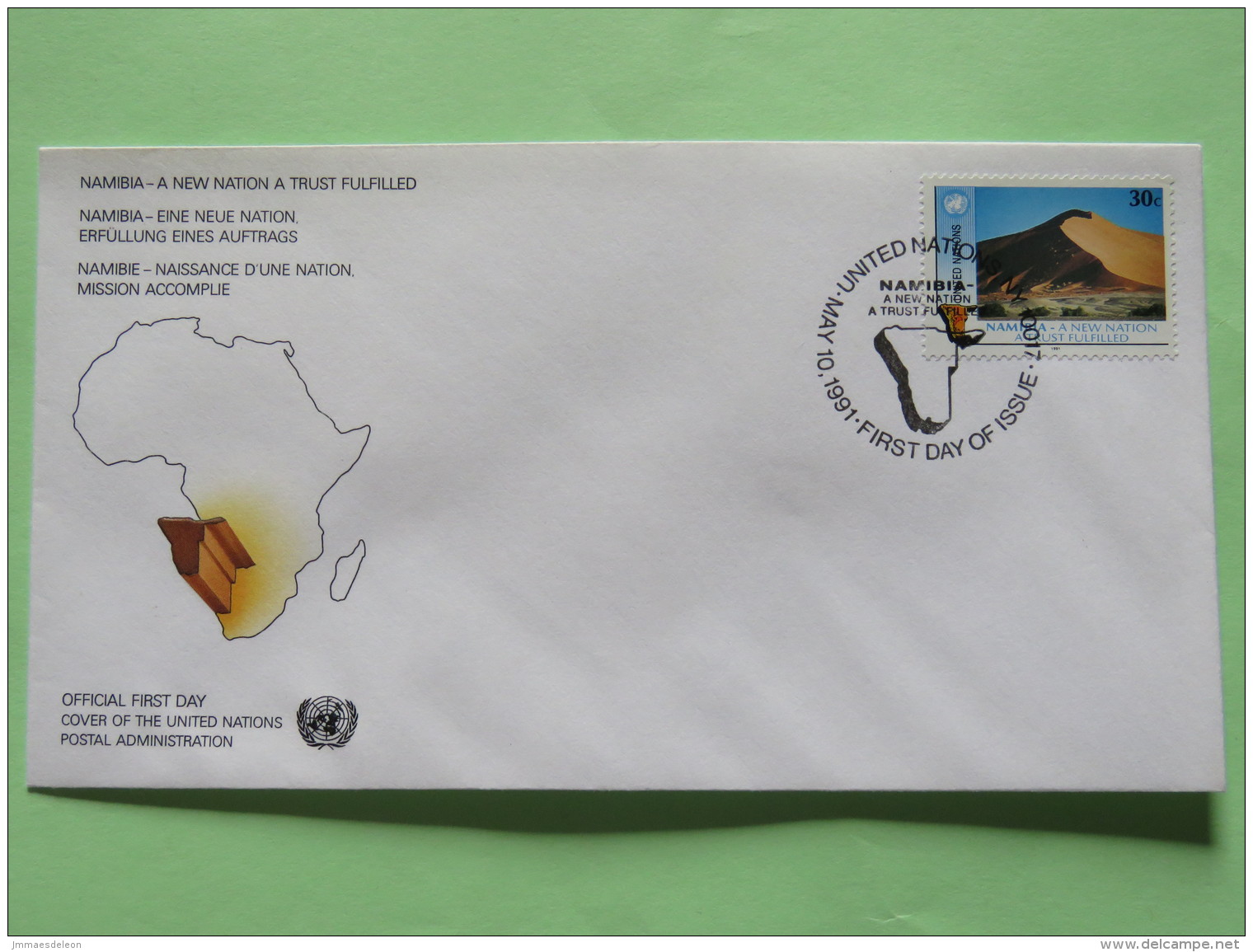 United Nations (New York) 1991 FDC Cover - Namibia - A New Nation - Map - Briefe U. Dokumente